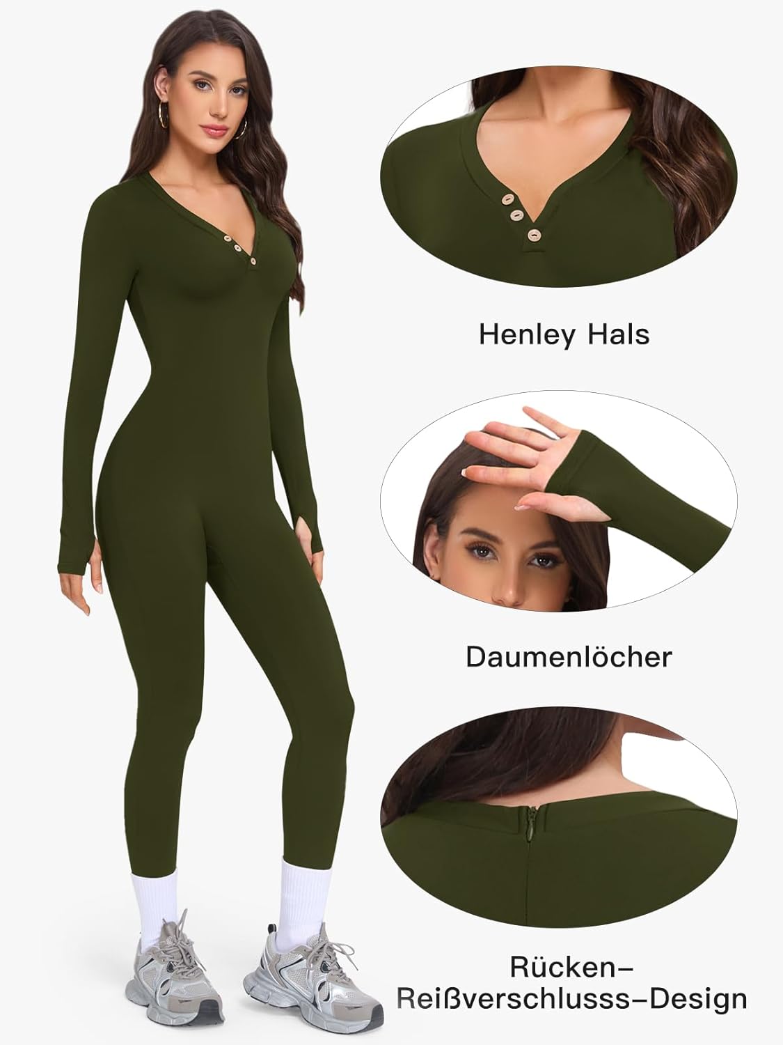 Thumbnail 2 de VUTRU Damen Sport-Jumpsuit langarm nahtloser Body-Overall für Yoga & Fitness