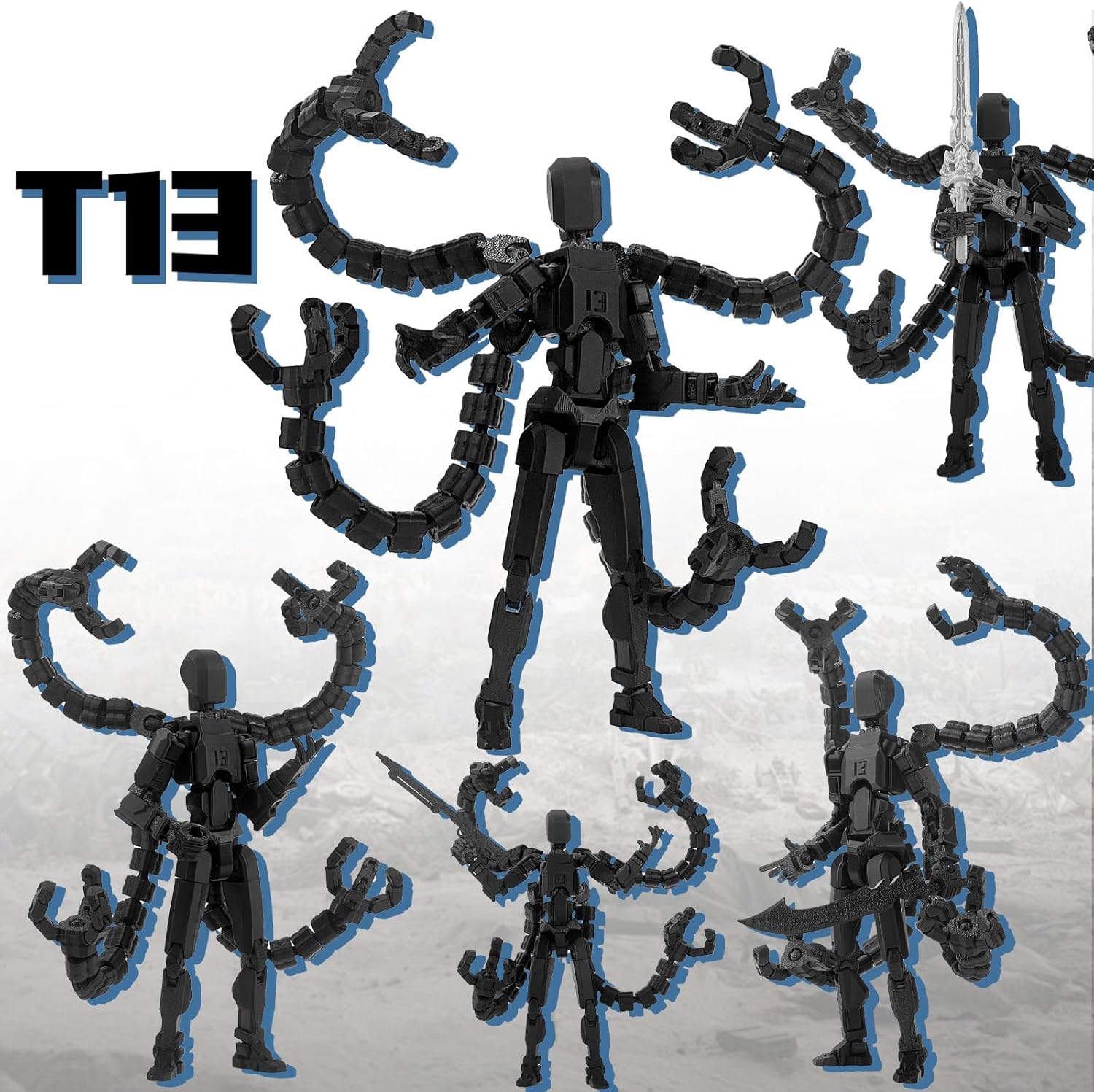 Thumbnail 5 de T13 Already Assembled Action Figure Accessories — Fully Jointed, PETG, Multi-Weapon Desktop Toy