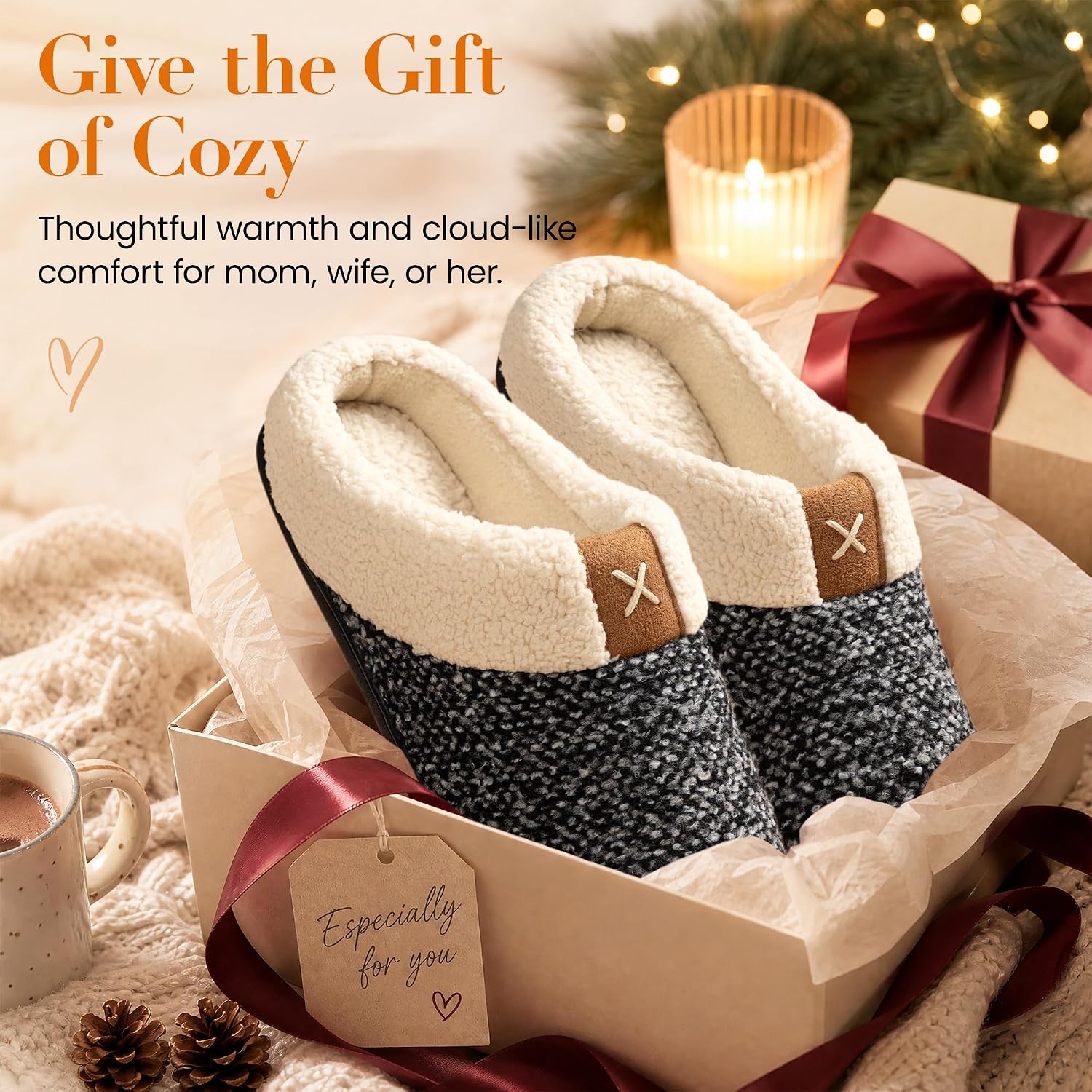 Thumbnail 5 de ULTRAIDEAS Ladies' Cozy Memory Foam Slippers with Fleece Lining and Anti-Slip Sole