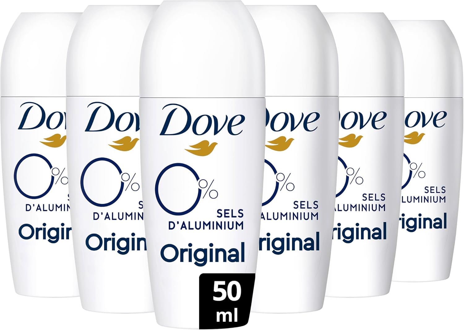 Detalle de DOVE Déodorant Bille Original 0% sels d’aluminium – Lot 6x50 ml