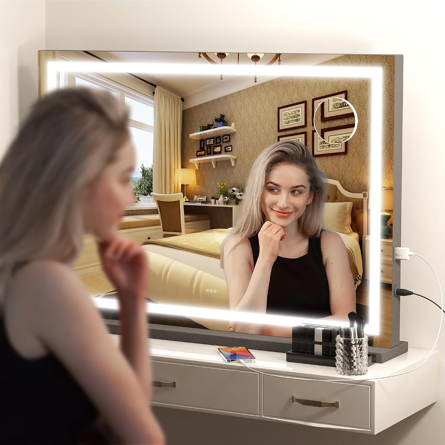 Thumbnail 4 de Hasipu Kosmetikspiegel mit Lichtern – 80 × 55 cm, LED-Beleuchtung, dimmbare Modi, Touchscreen