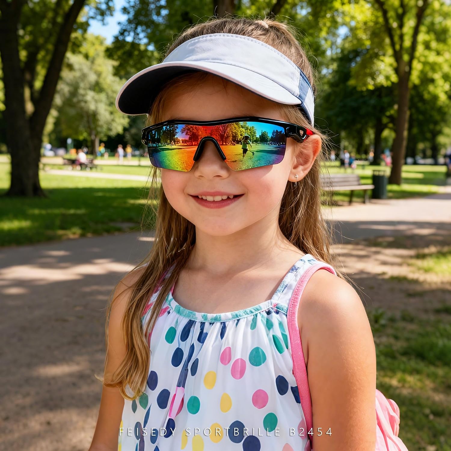 Detalle de FEISEDY Kids Polarised Sports Sunglasses: Lightweight TR90 Frame for Active Children (B2454)