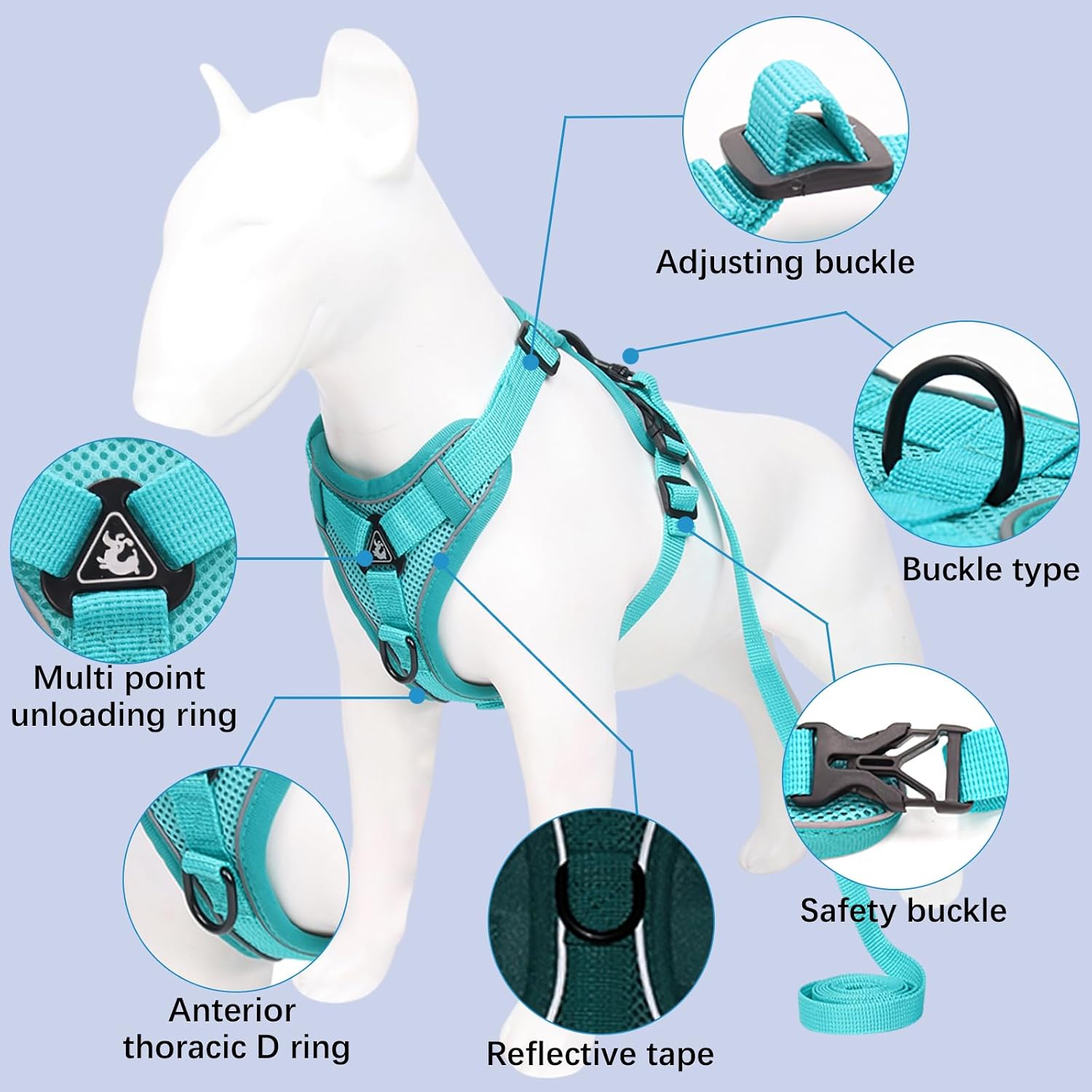 Thumbnail 2 de Cat Harness and Lead Set: Escape-Proof Kitten Harness with 5m Retractable Lead (Blue, Size S)