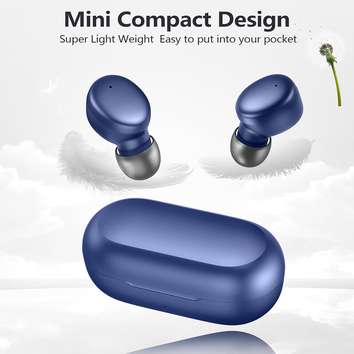 Detalle 2 de MOZOTER DBK02 Wireless Earbuds, Bluetooth 5.3, Blue, 60-Hour Playtime