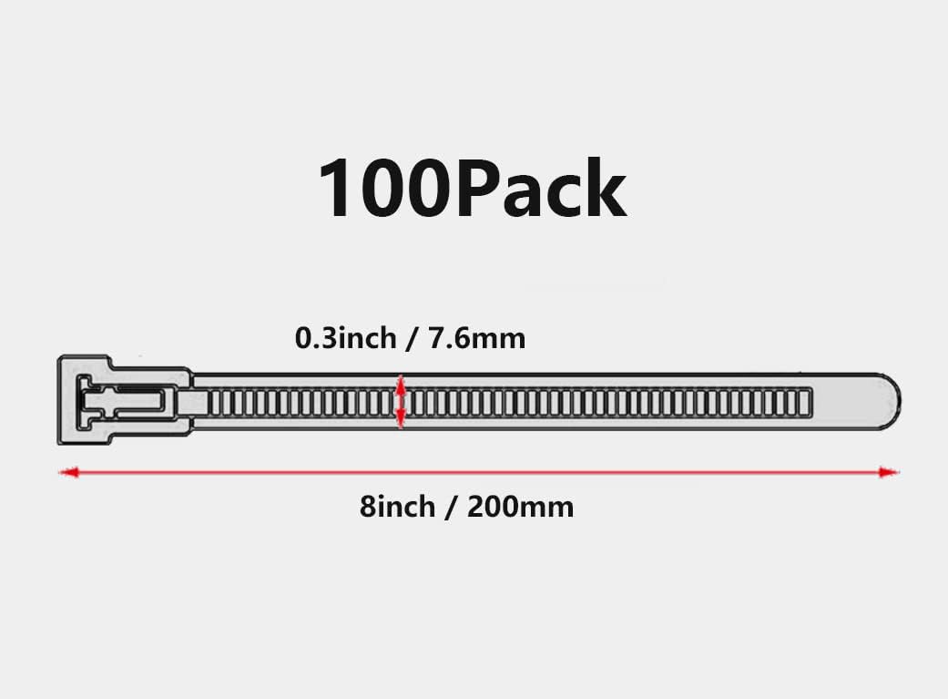 Thumbnail 2 de Oksdown 100 Pack Reusable Cable Ties 200mm