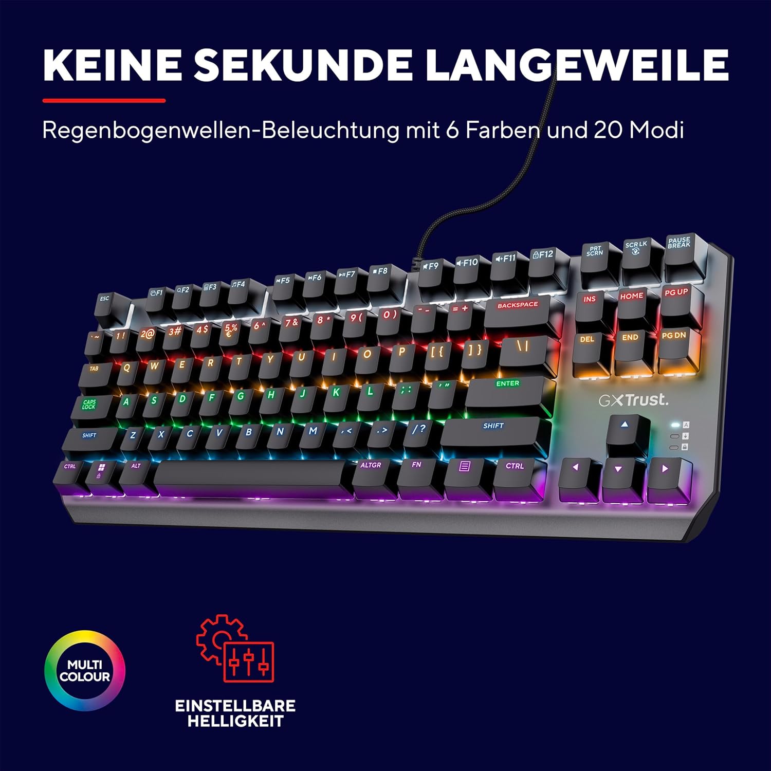 Thumbnail 3 de Trust Gaming GXT 834 Callaz TKL mechanische Tastatur (QWERTZ, Outemu, mehrfarbige LED, 80%)