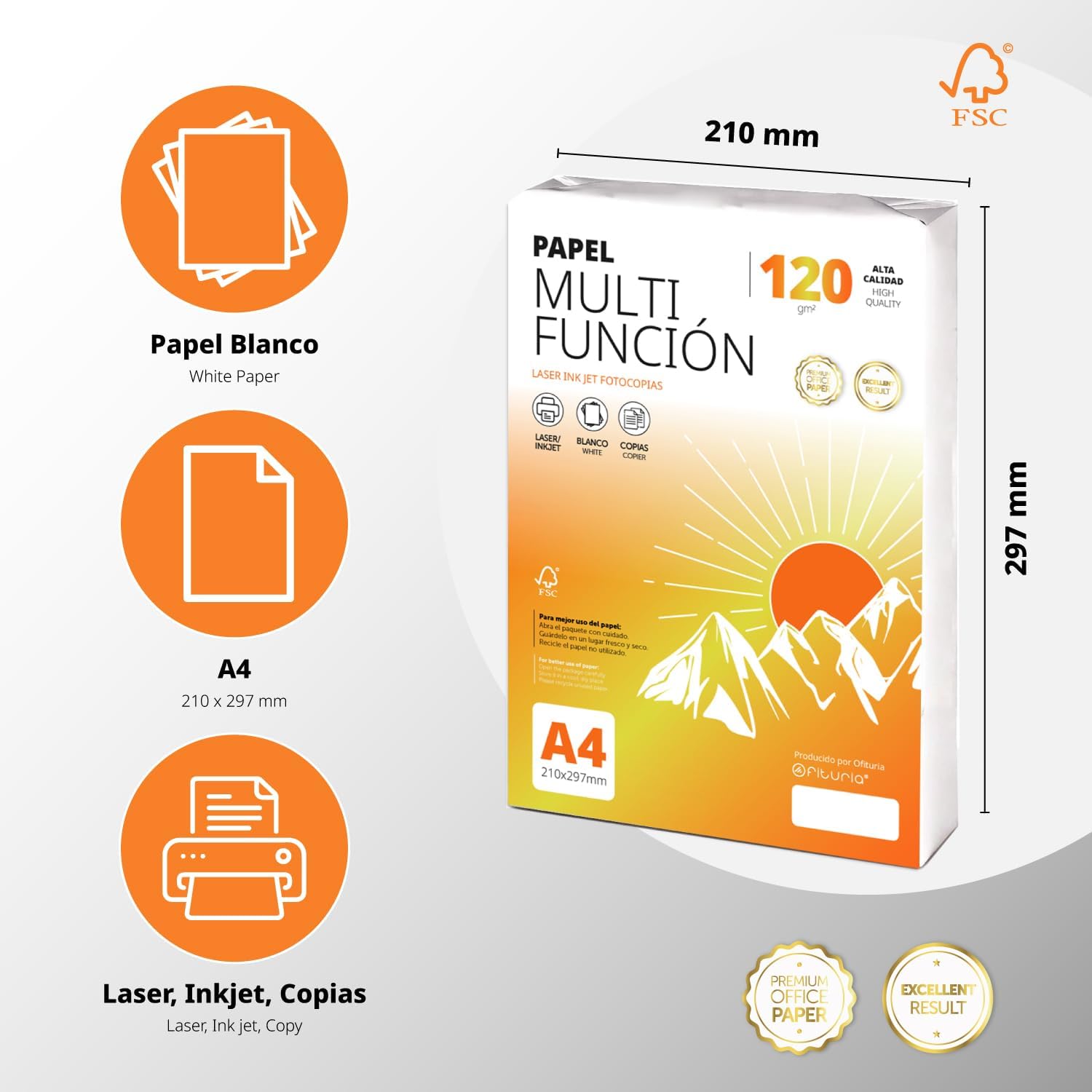 Thumbnail 1 de Foglio A4 120 g – 400 fogli per stampa multiuso: utile in ufficio e a casa