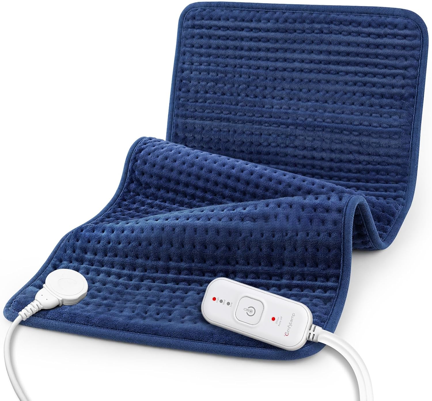 Detalle de Comfytemp K9032 Extra-Large Heating Pad, 17" x 33", Blue, 3 Heat Settings