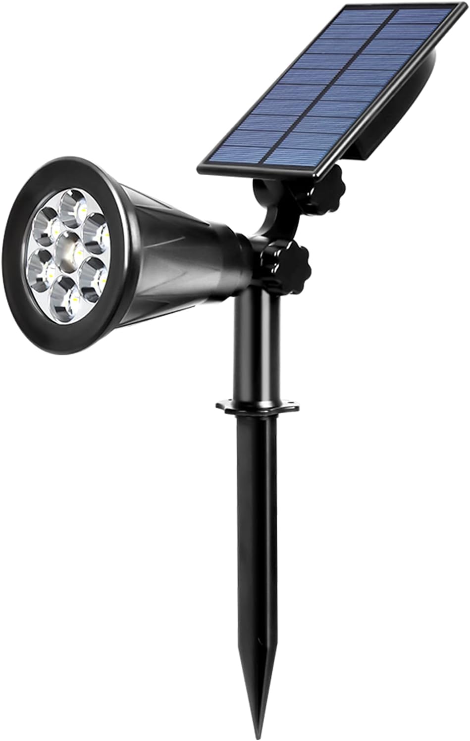 Detalle de ILIKEPOW Solar Lights Outdoor Bright Spotlight with 7 LEDs, 6000K Daylight White, 2-in-1 Wall/Ground Light