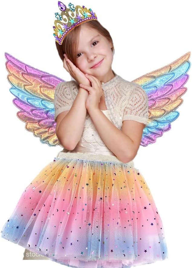 Thumbnail 4 de ZJstyle Kids Fairy Princess Costume Set: Wings, Tutu Skirt, Wand and Headband for 3–8 Years