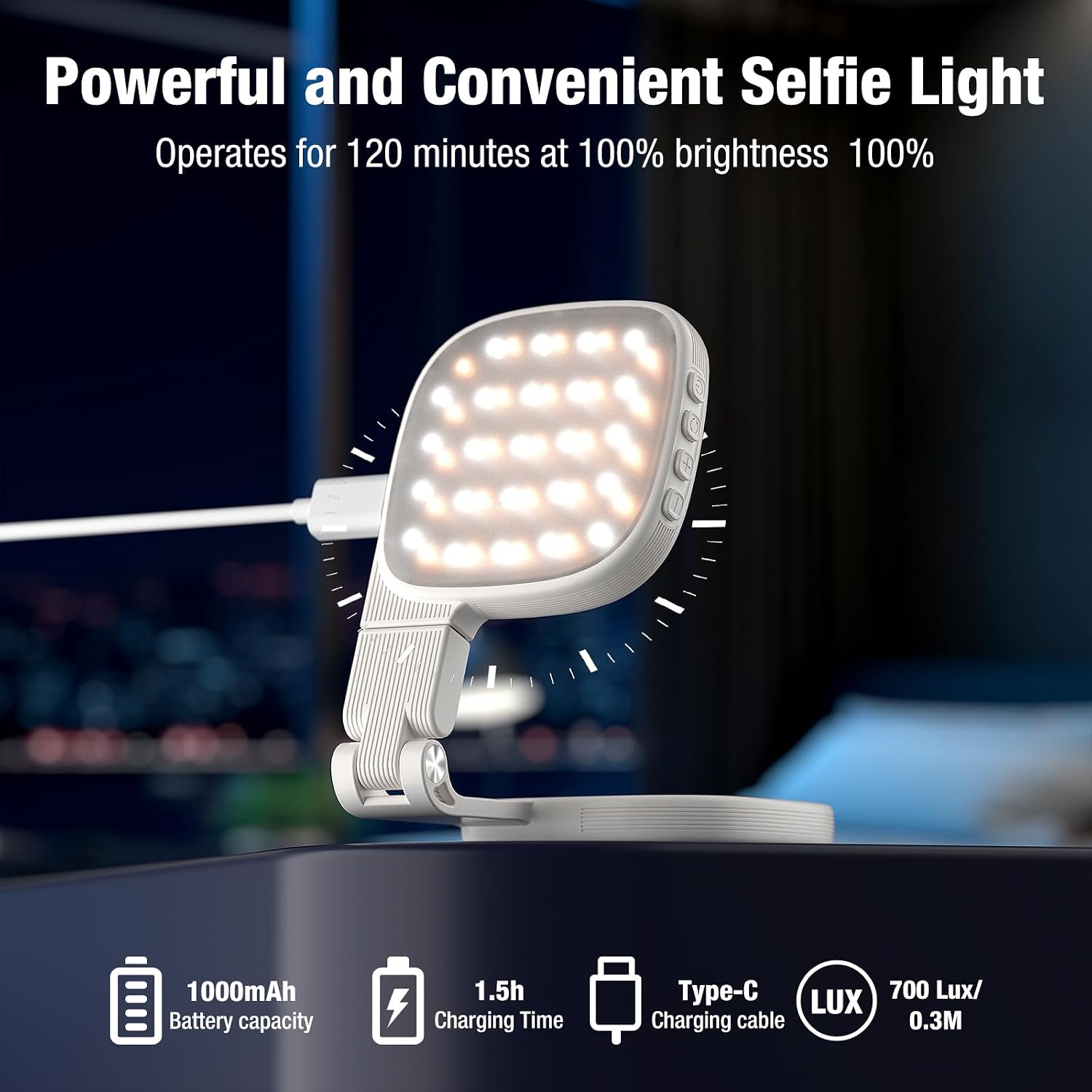 Thumbnail 4 de Magnetic Selfie Light for Phone with Mirror – 3 Temp (3500K/4500K/6500K), 45 LED, CRI95+, 360° Rotatable, MagSafe compatible