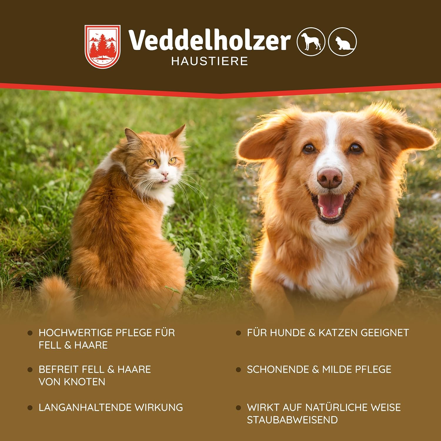 Detalle de Veddelholzer Kokos Fellpflege Spray für Hund & Katze – Entfilzung, Glanz & Duft 500 ml