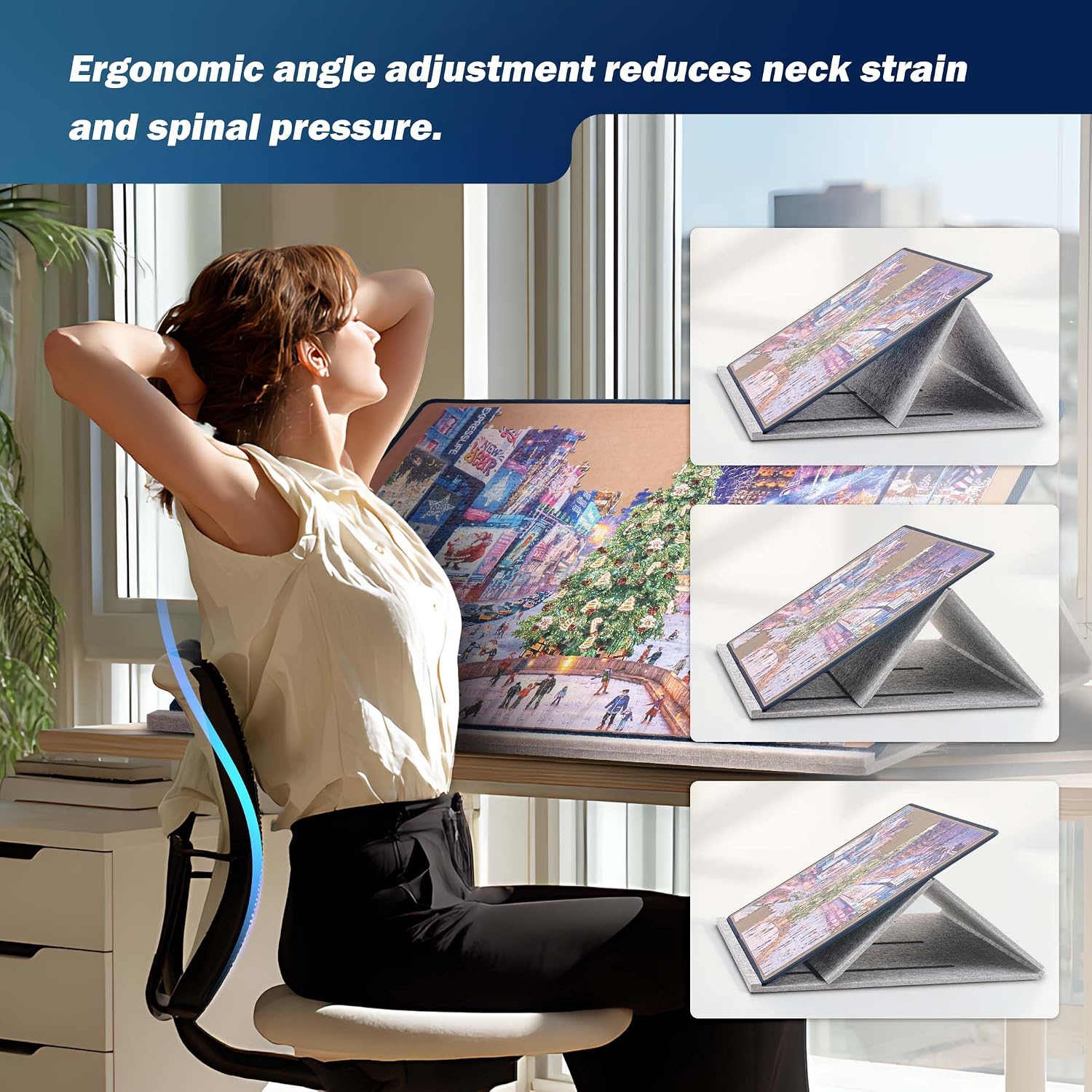Thumbnail 1 de Tektalk Jigsaw Puzzle Board with 2-in-1 Stand & Cover (Khaki) for Up to 1000 Pieces