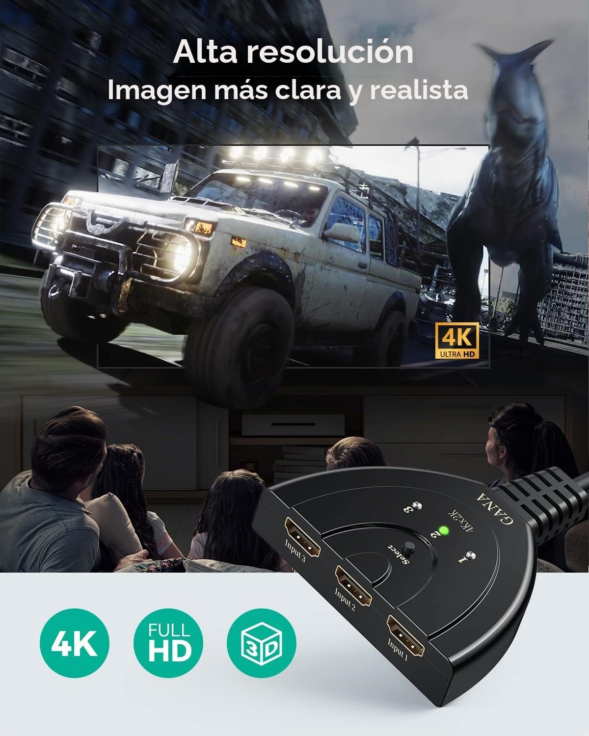 Thumbnail 6 de GANA HDMI Switch 4K 3 entradas