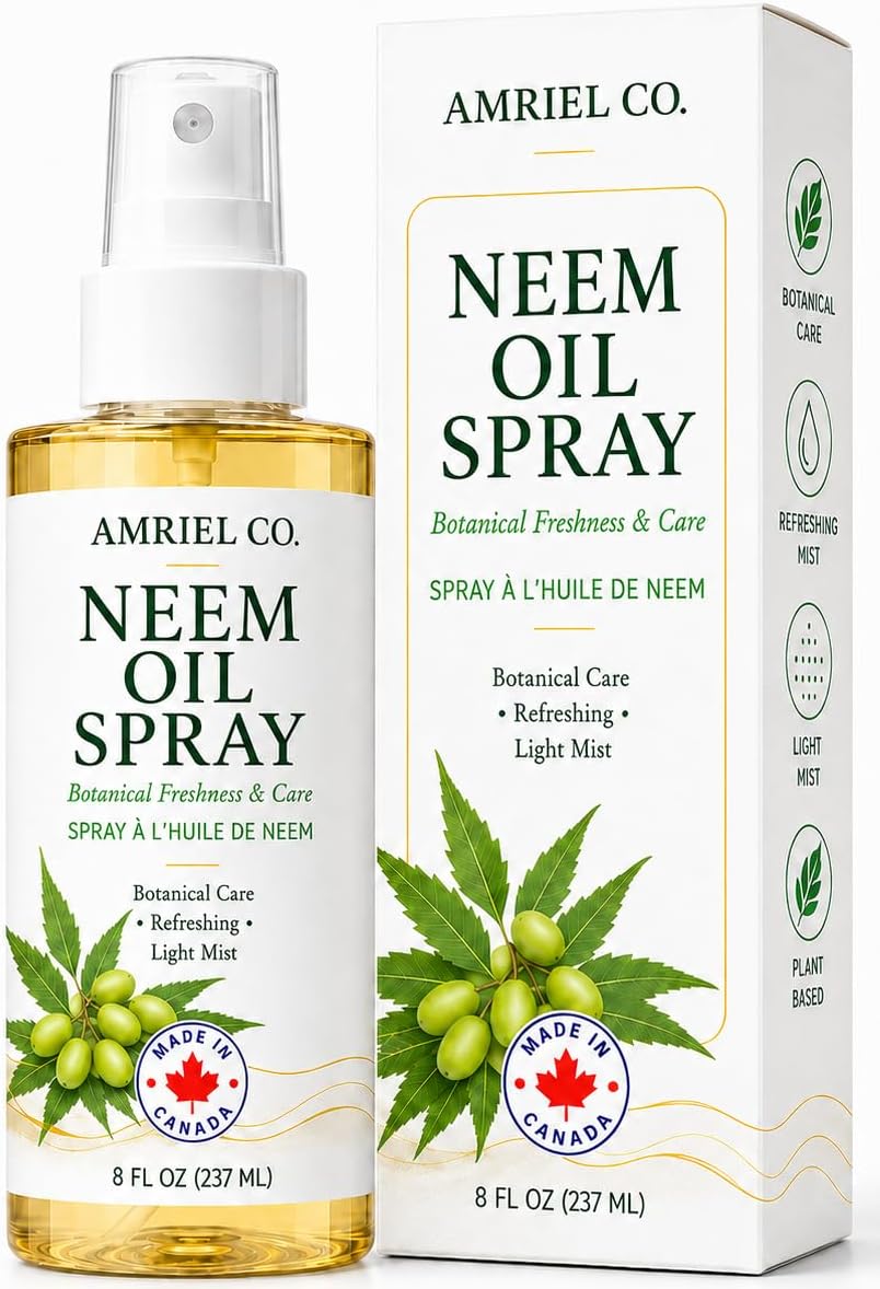Detalle de Amriel Co Neem Oil Spray, 8 fl oz (237ml), Cold-Pressed and Multipurpose