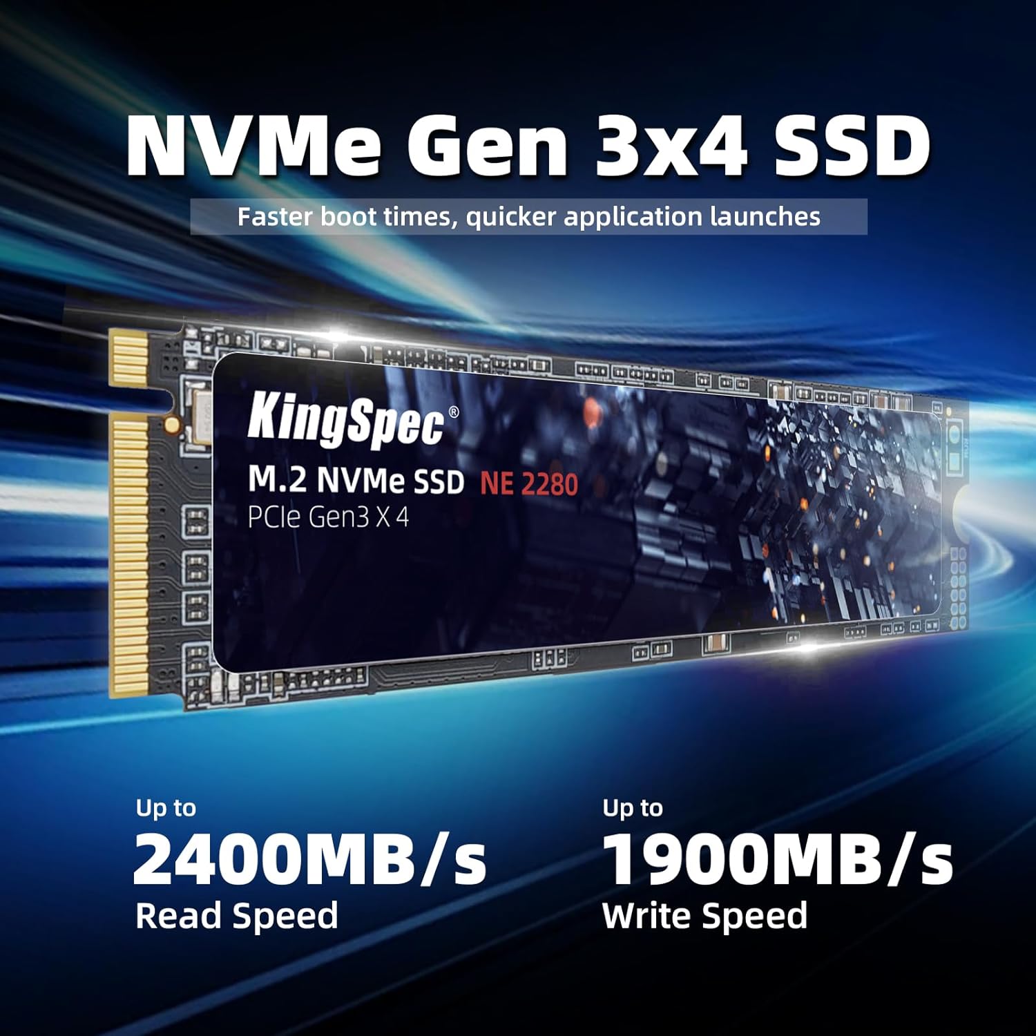 Detalle de KingSpec 256GB NVMe SSD – PCIe Gen3 x4, M.2 2280
