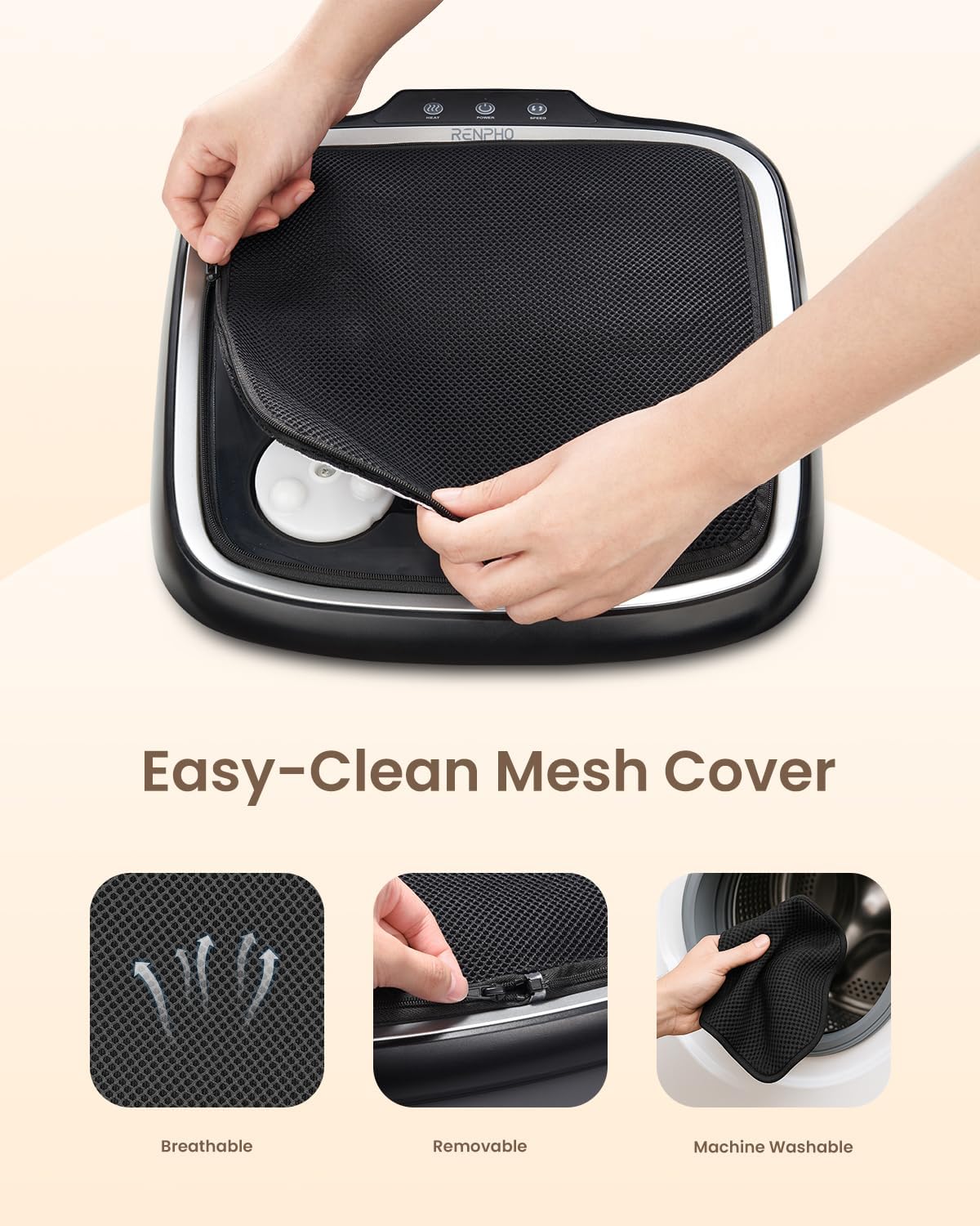 Detalle 2 de RENPHO Foot Massager with Heat (Shiatsu) – 2-in-1 Foot & Back Machine with Deep Kneading