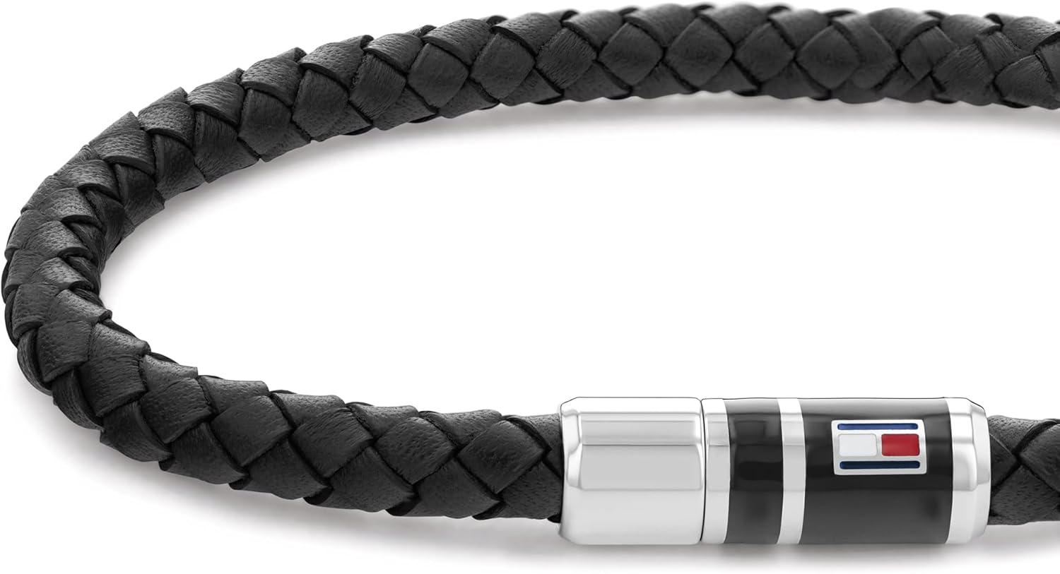 Detalle de Tommy Hilfiger Jewelry Geflochtenes Lederarmband – Herren, Magnetverschluss, 19 cm