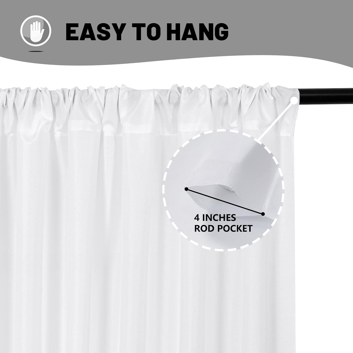 Detalle de White Backdrop Curtains, 5 ft x 7 ft