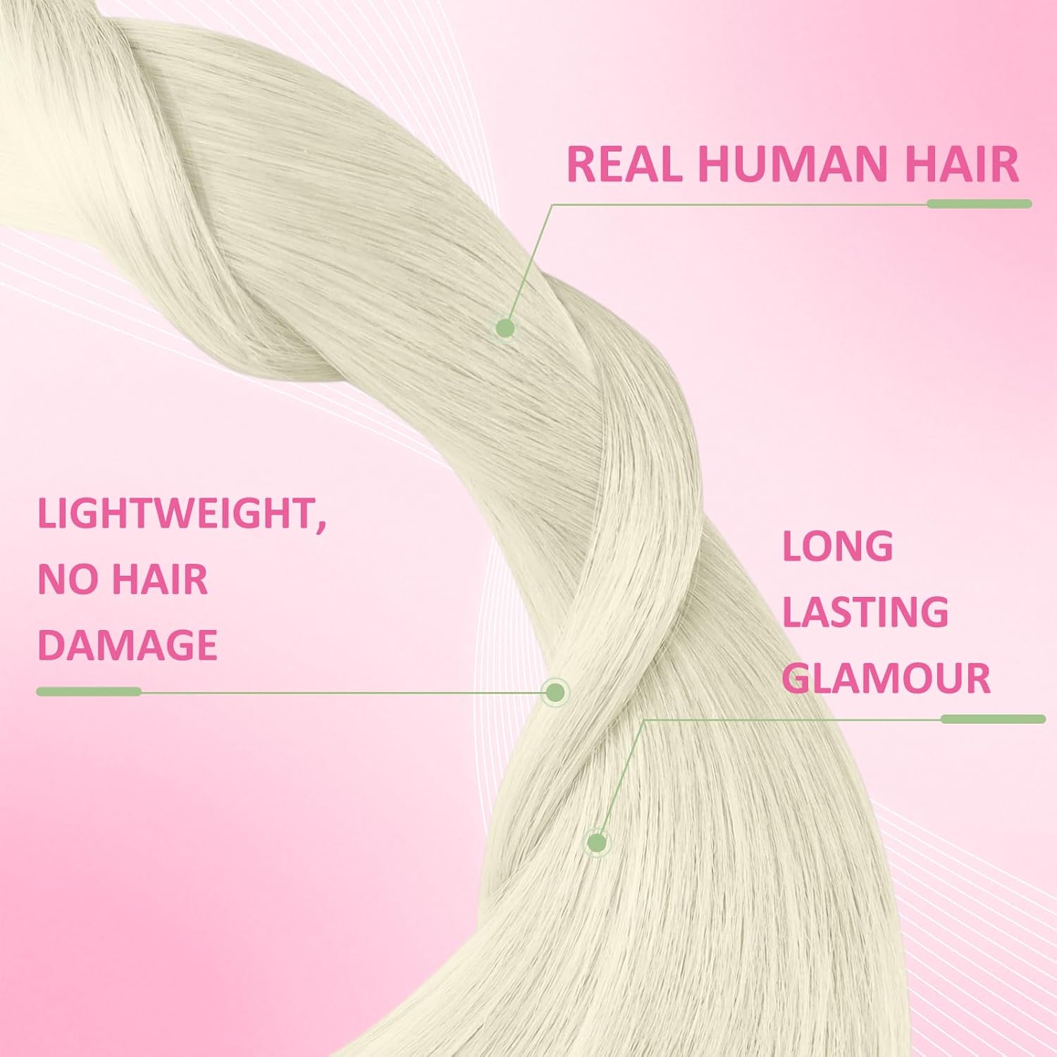 Thumbnail 2 de YoungSee Tape-in Extensions Echthaar Platinblond, 60 cm (60A) – 50 g