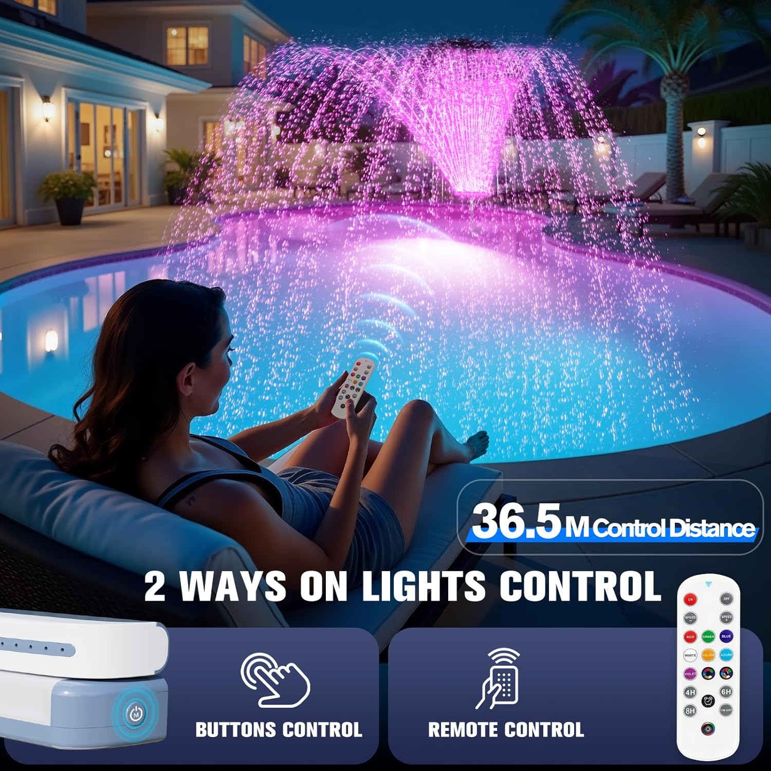Thumbnail 1 de KingSom Pool Wasserfall mit LED – LED-Fontäne für Aufstell- & Eingrabene Pools