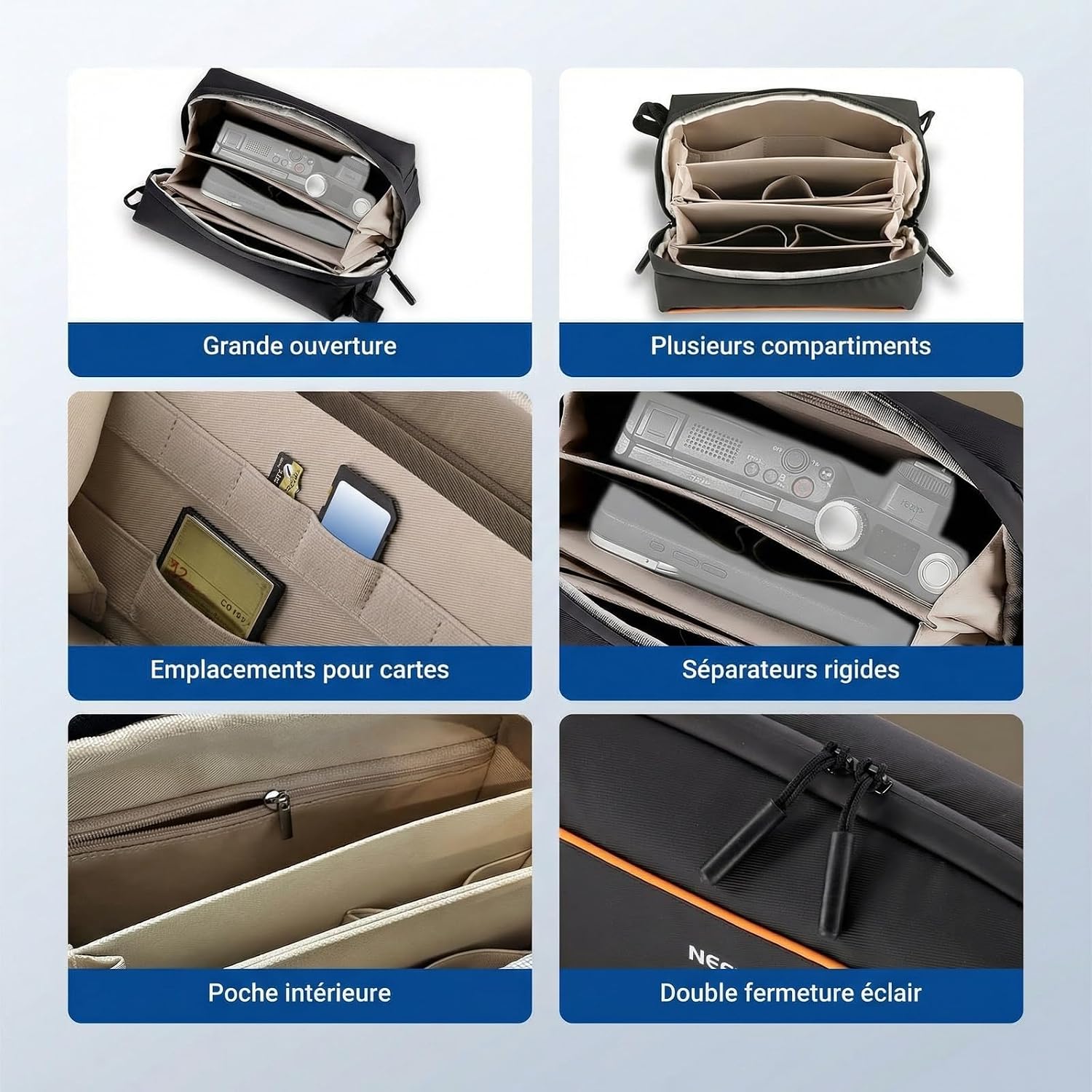 Detalle 2 de NEEWER Pochette Tech PB024 : étui de rangement étanche pour accessoires photo et électroniques