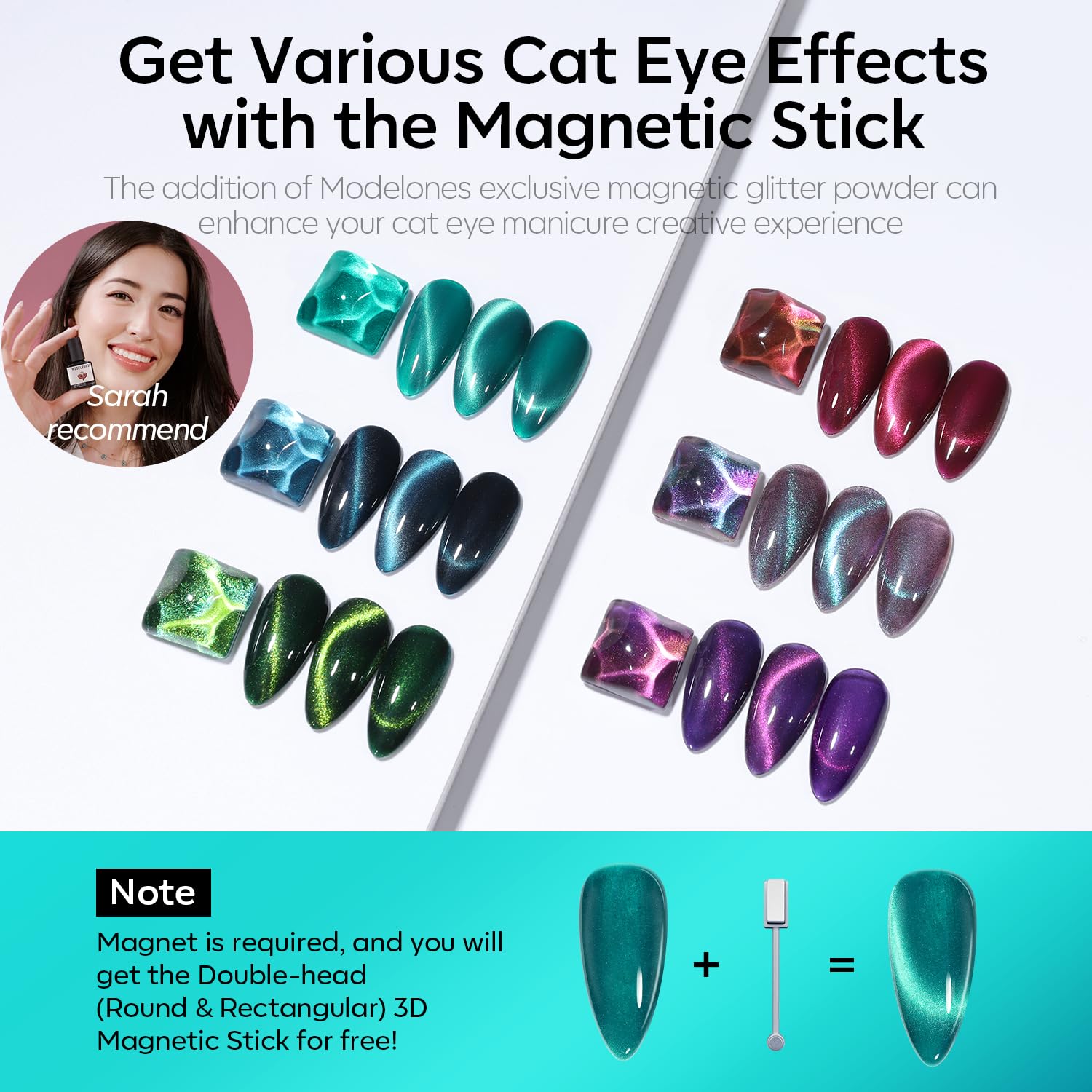 Detalle 2 de Modelones Cat Eye Gel Nail Polish: 6-Color Glitter Set with Magnet – Galaxy Series