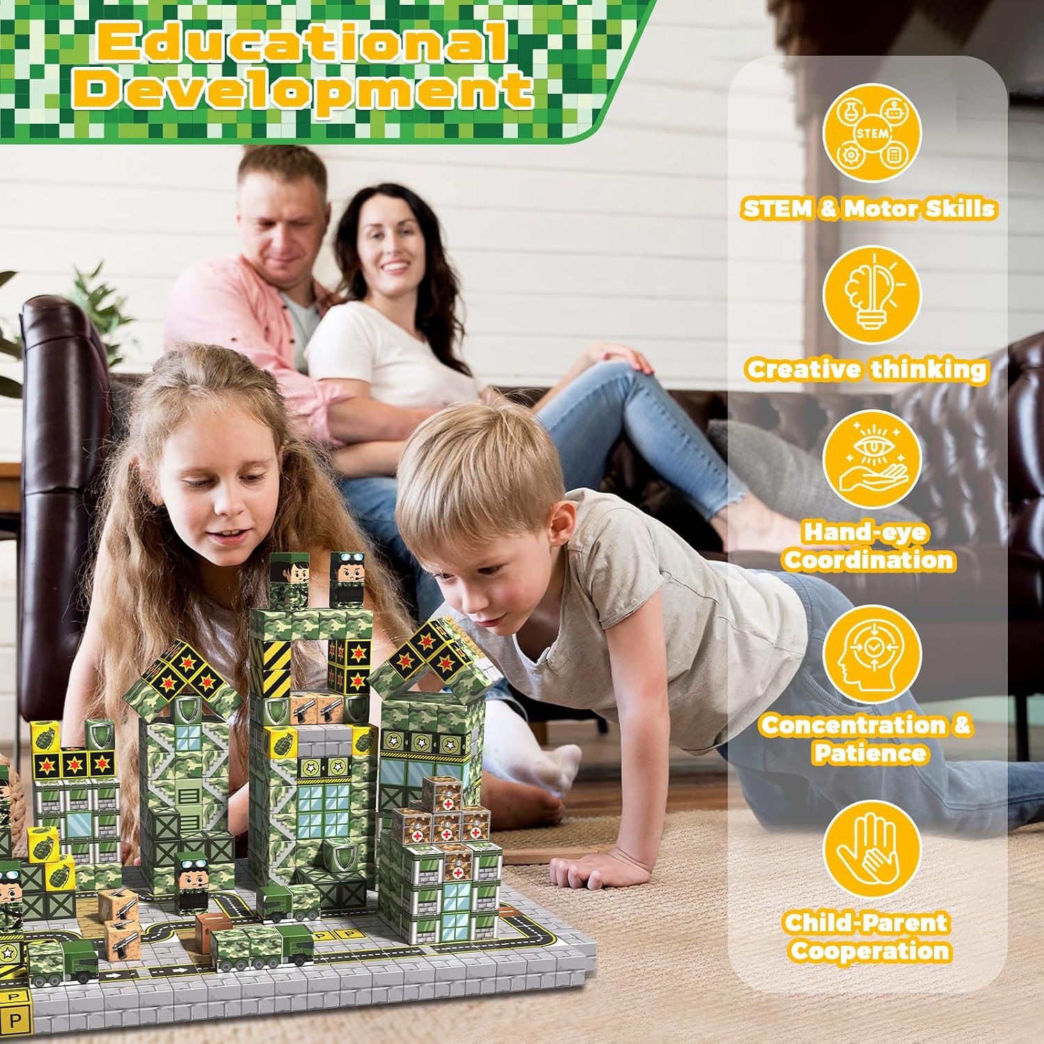 Detalle de Magnetic Building Blocks, 100-Piece Set