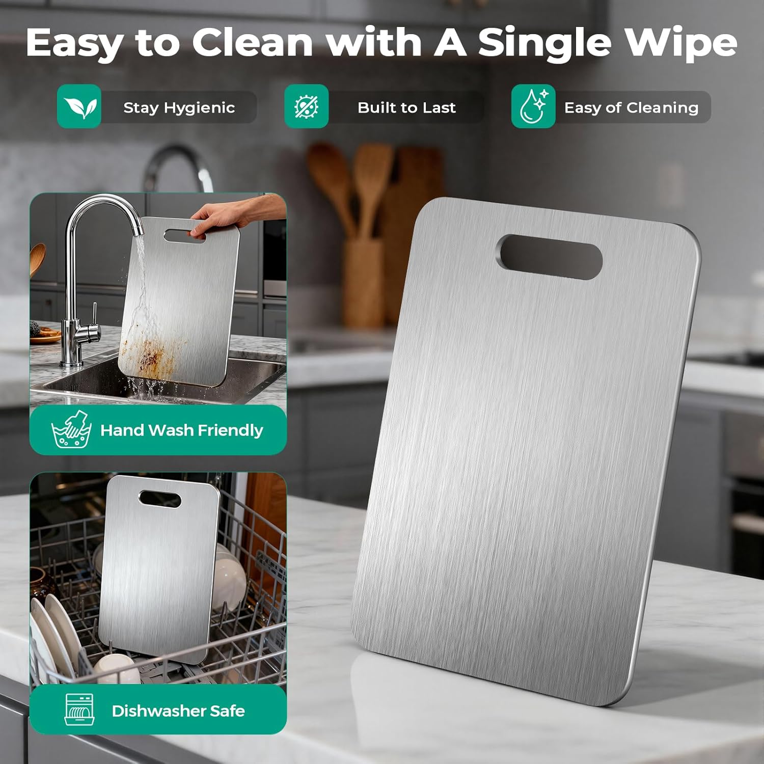 Thumbnail 3 de Katuchef Titanium Cutting Board (3-Piece S+L+XL) - Double-Sided 100% Titanium Food-Grade Board