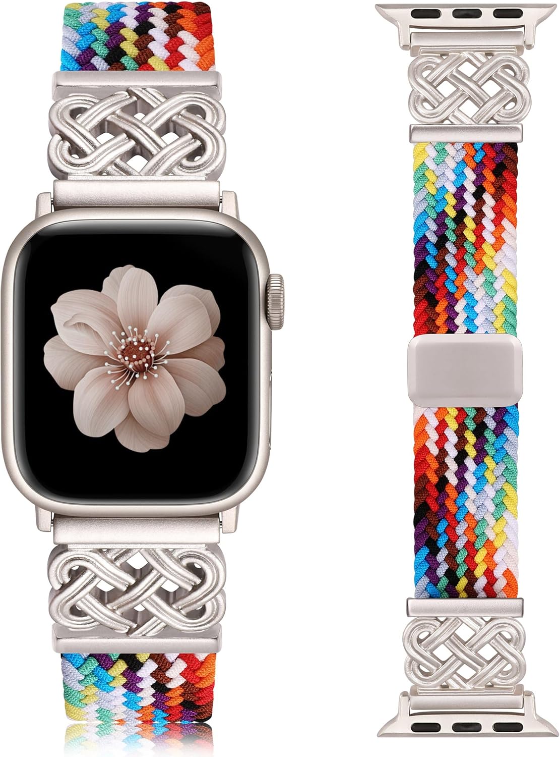 Detalle de TOYOUTHS Braided Magnetic Strap for Apple Watch – Celtic Knot Nylon Band (38–49mm)