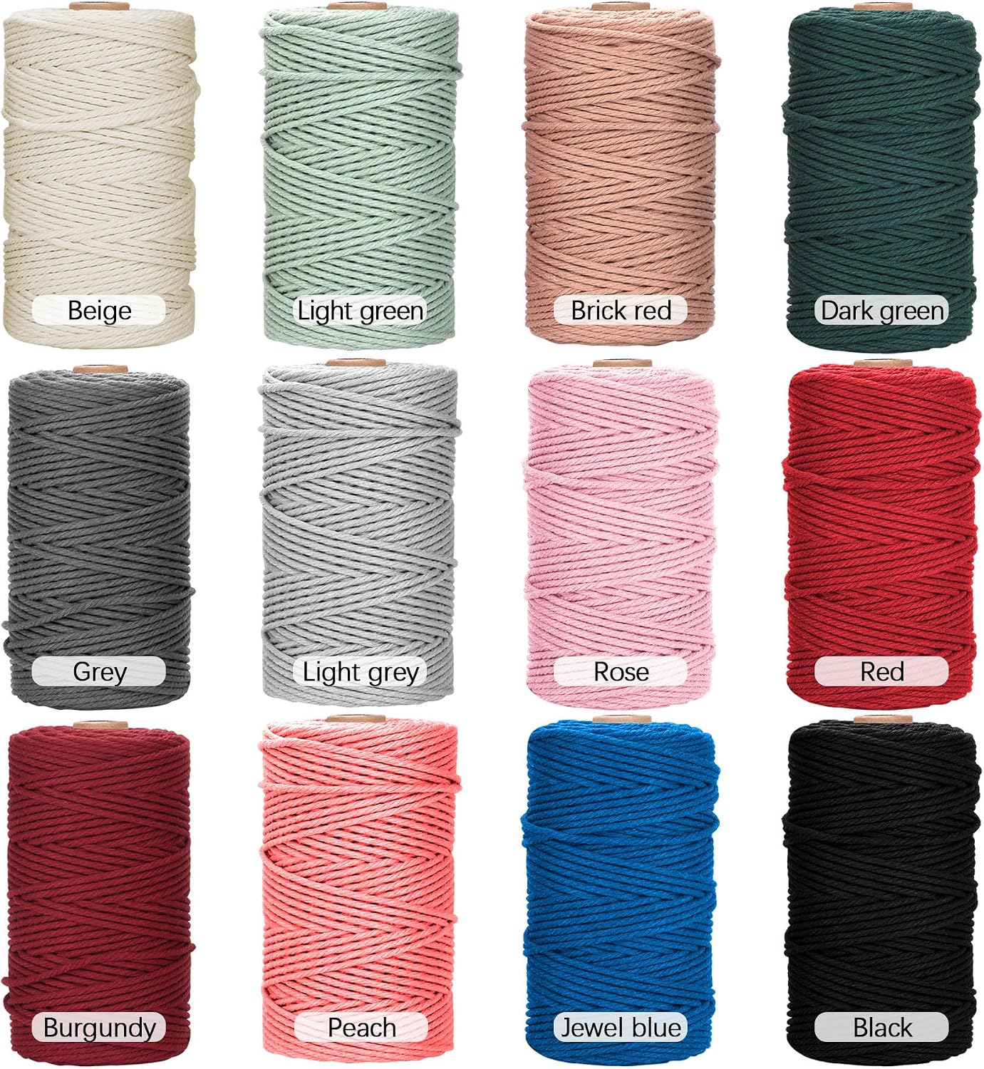 Thumbnail 6 de Corde Macramé 3mm x 100m - Set de 3 bobines en coton naturel (Beige, Jaune Moutarde, Marron) pour Décoration et Suspension