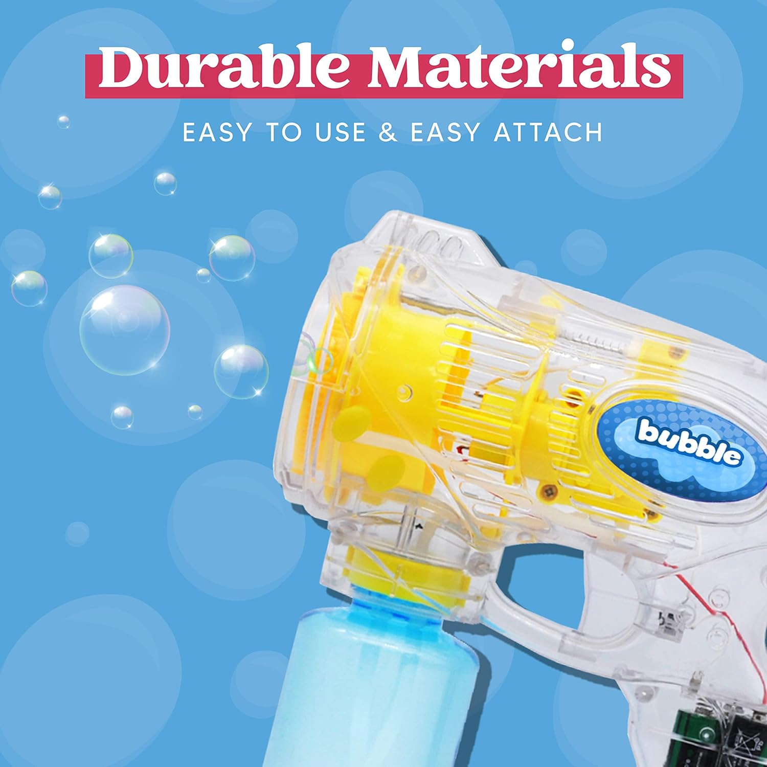 Detalle de JOYIN 3 Packs Bubble Guns with 3 Solutions: A Fun, Safe Bubble Maker Kit for Kids