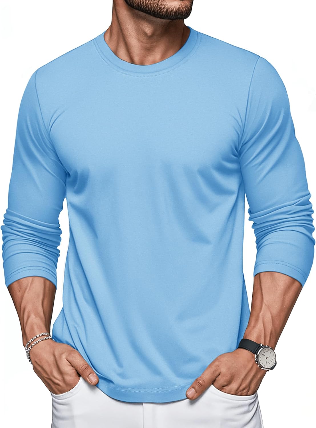 Thumbnail 6 de MAGCOMSEN Langarmshirt Herren aus Baumwolle – Longsleeve mit Rundhals für Freizeit & Alltag