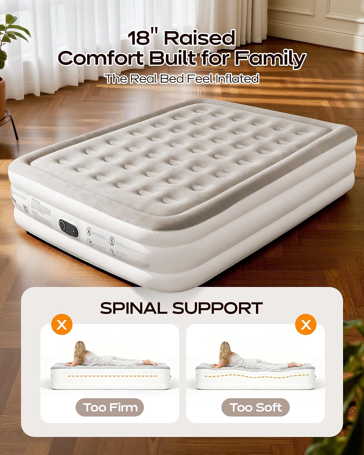 Detalle 2 de Lopekuty Premium Air Mattress with Built-in Pump (Double) – 203 x 152 x 46cm