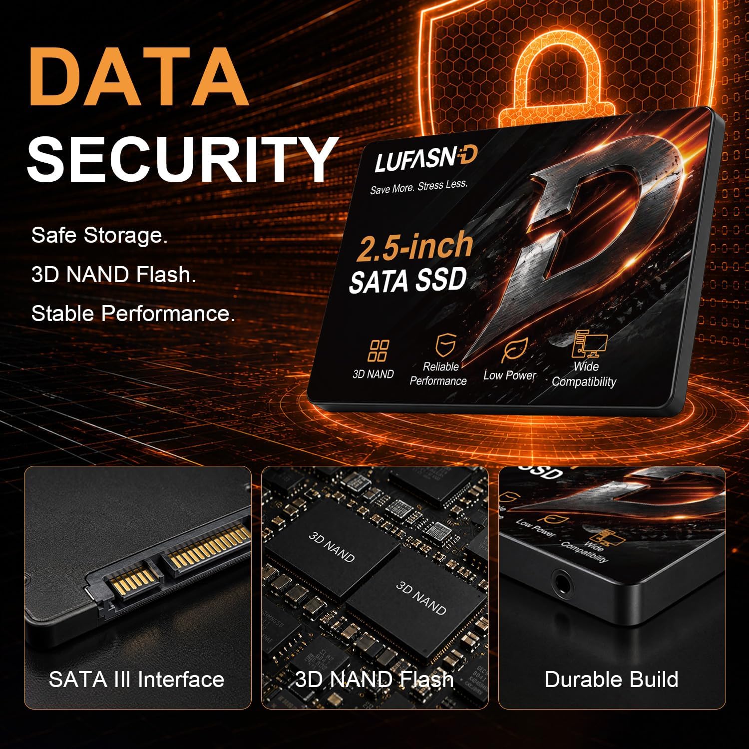 Detalle 2 de Lufasnd NS-S01 1TB 2.5-Inch SATA SSD, 3D NAND, 520MB/s Read