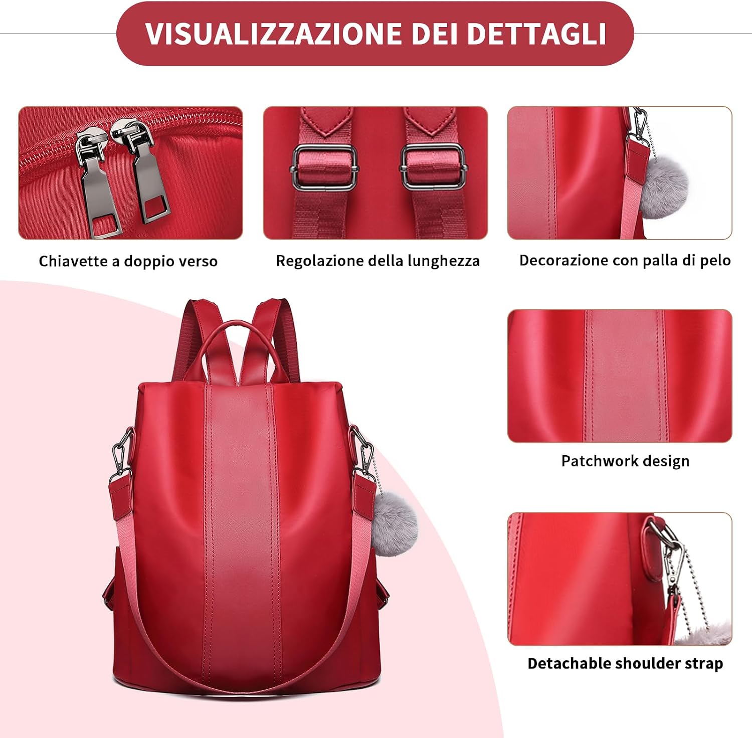 Thumbnail 3 de Miss Lulu Zaino Antifurto Donna – Zainetto Multifunzionale, Compatto e Versatile