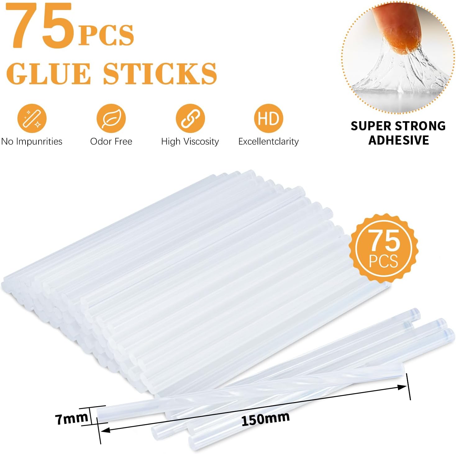 Detalle 2 de GOFRIEND 20W Glue Gun with 75pcs Glue Sticks (7mm x 150mm) – Upgraded, Fast Heating