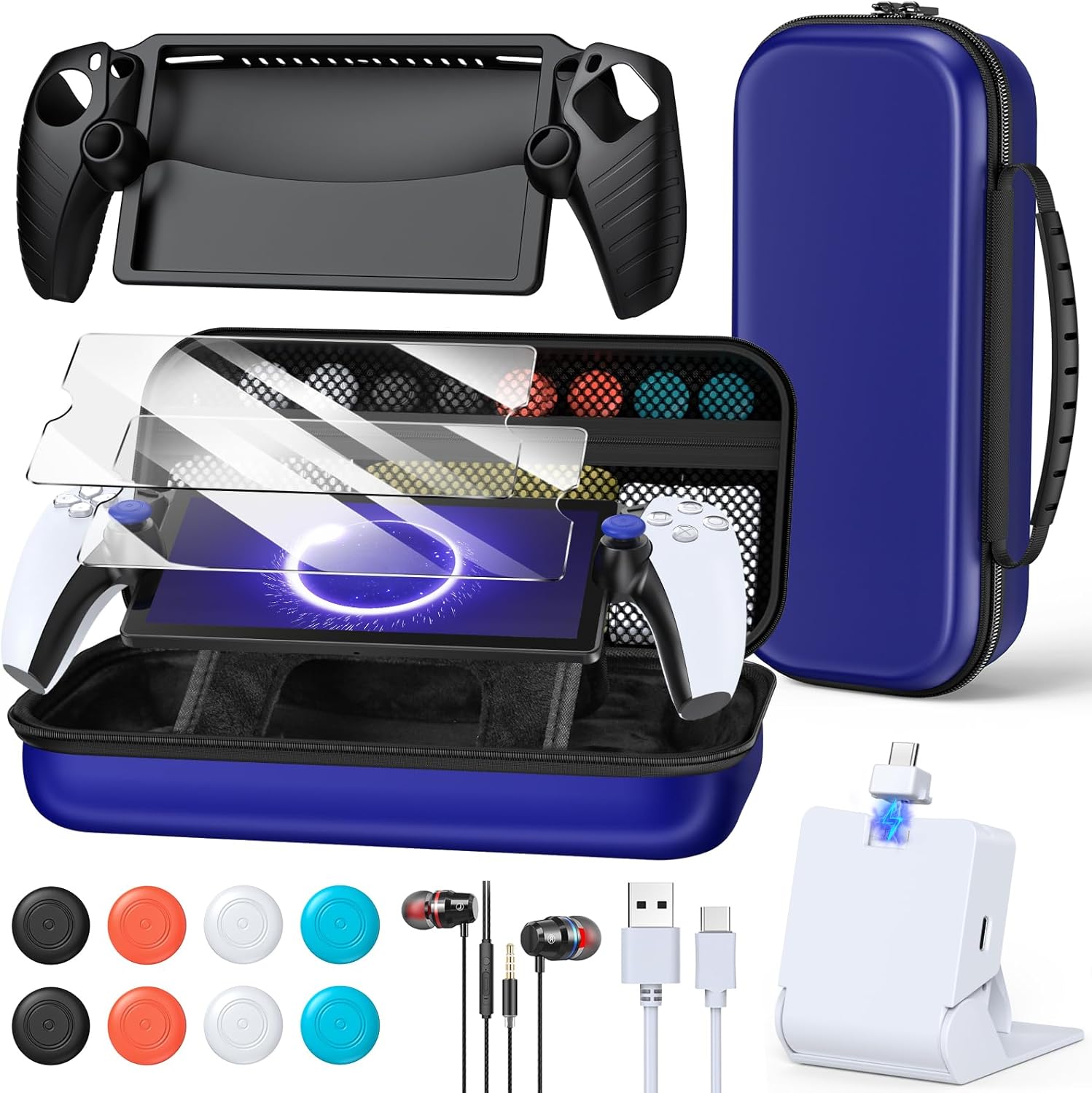 Detalle de 14-in-1 Accessories Bundle for PlayStation Portal: Case, Magnetic Charger Dock, Screen Protectors & More