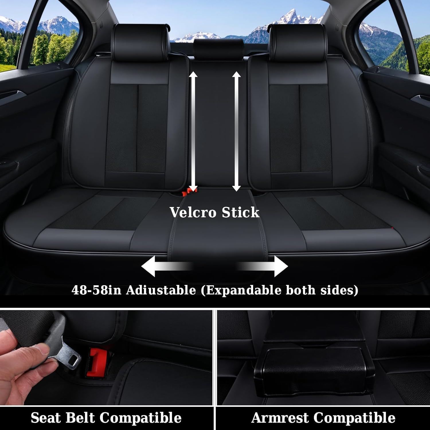 Thumbnail 2 de Coverado Front and Back Seat Covers (5-Piece Universal Set) with Breathable Fabric & Leatherette