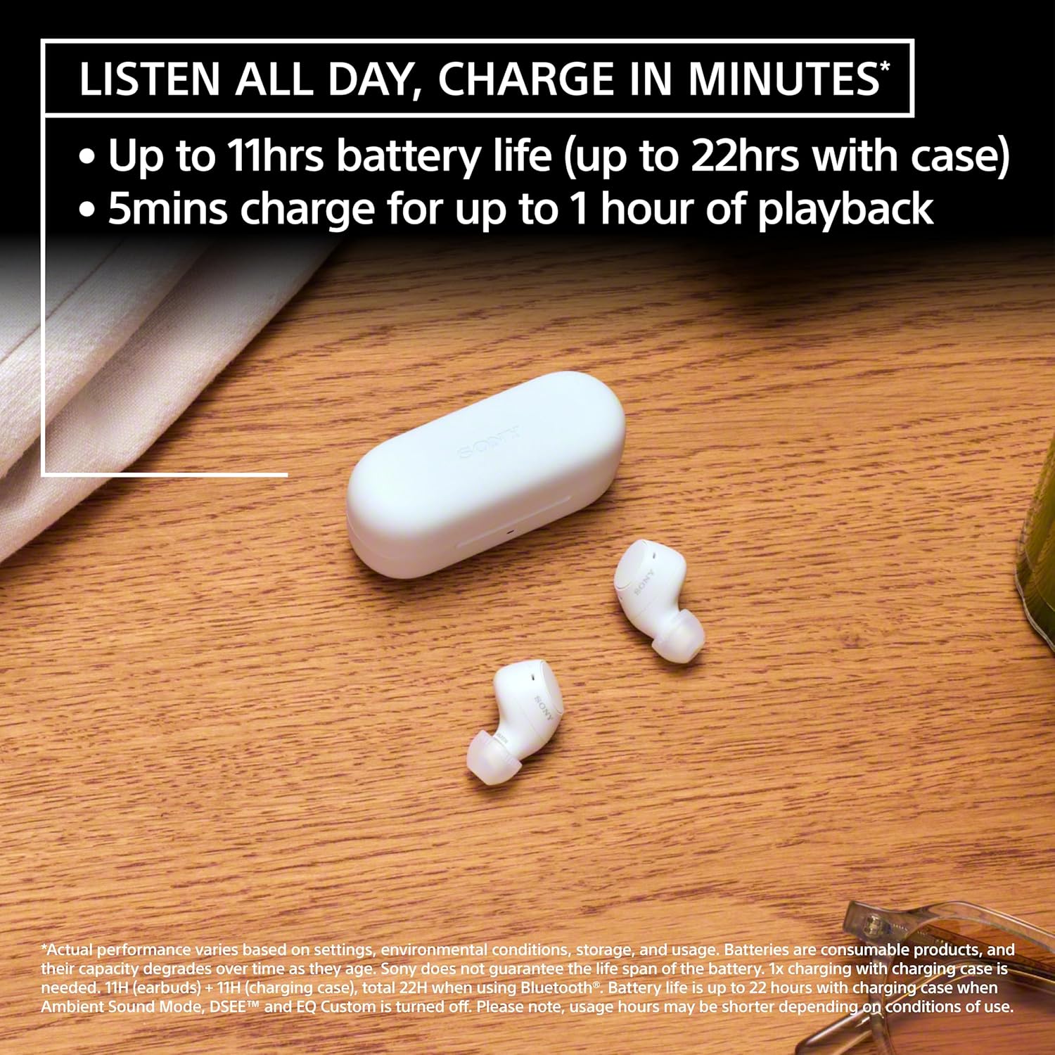 Detalle de Sony wireless earbuds, White