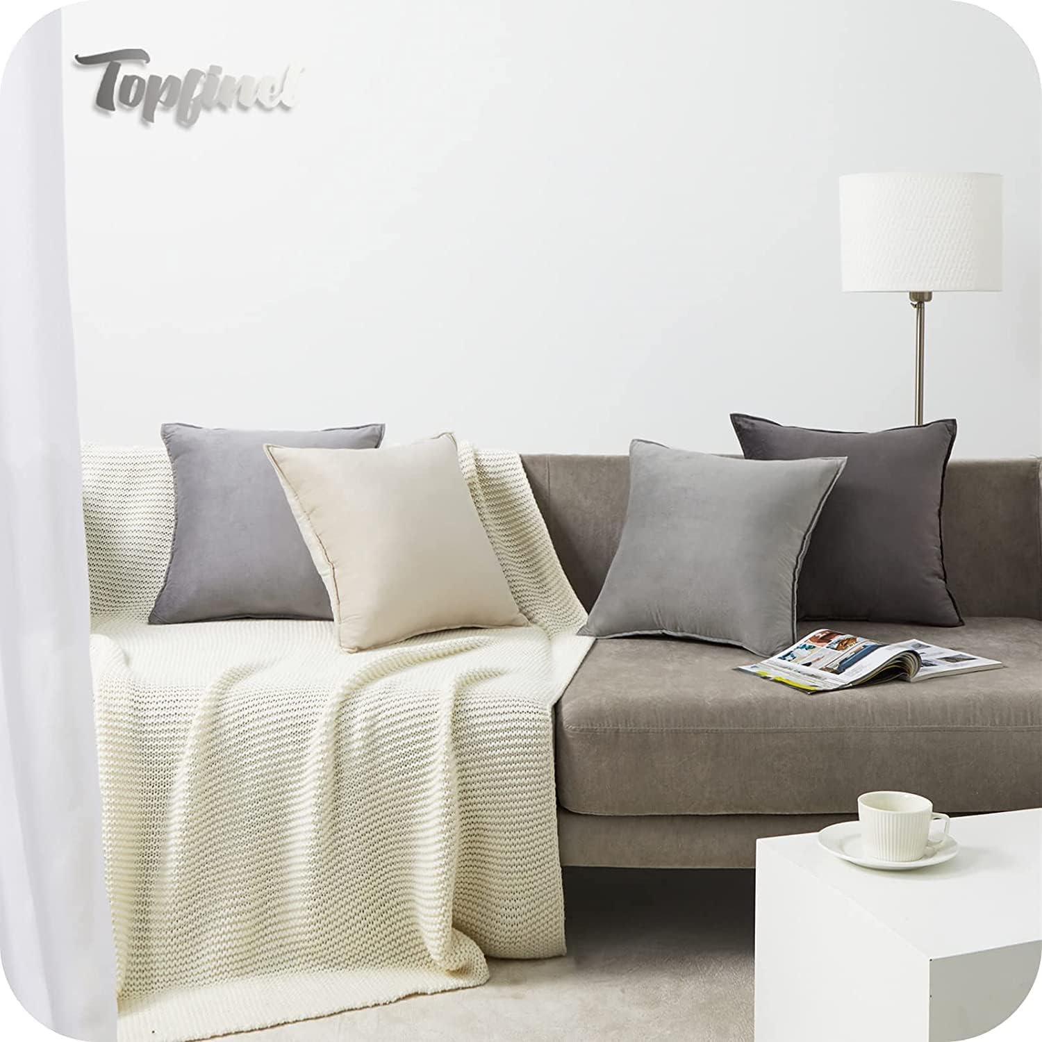 Thumbnail 6 de 45x45 Kissenbezug Set Samt grau