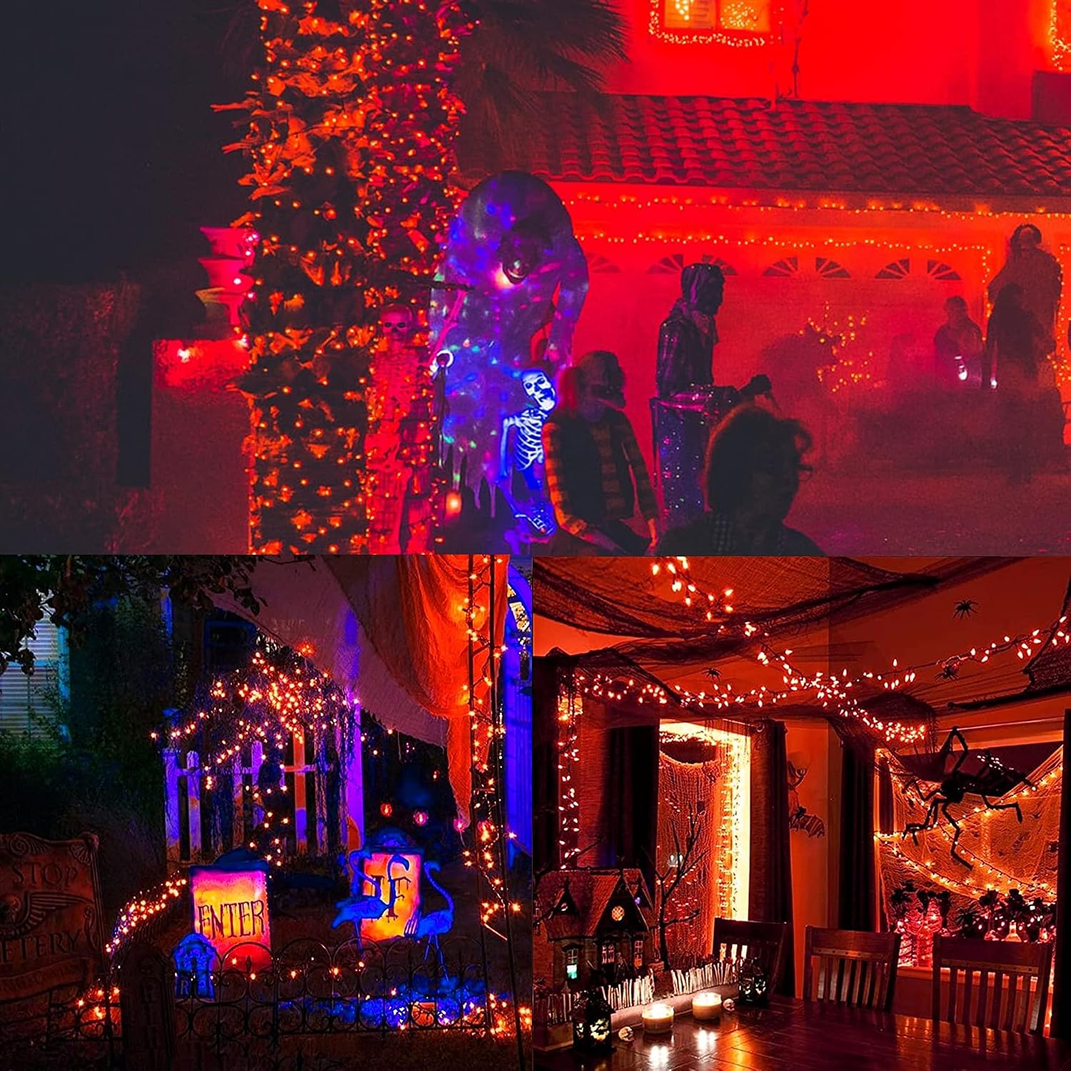 Detalle de WATERGLIDE Orange 2-Pack LED String Lights, 16-Foot, 8 Modes