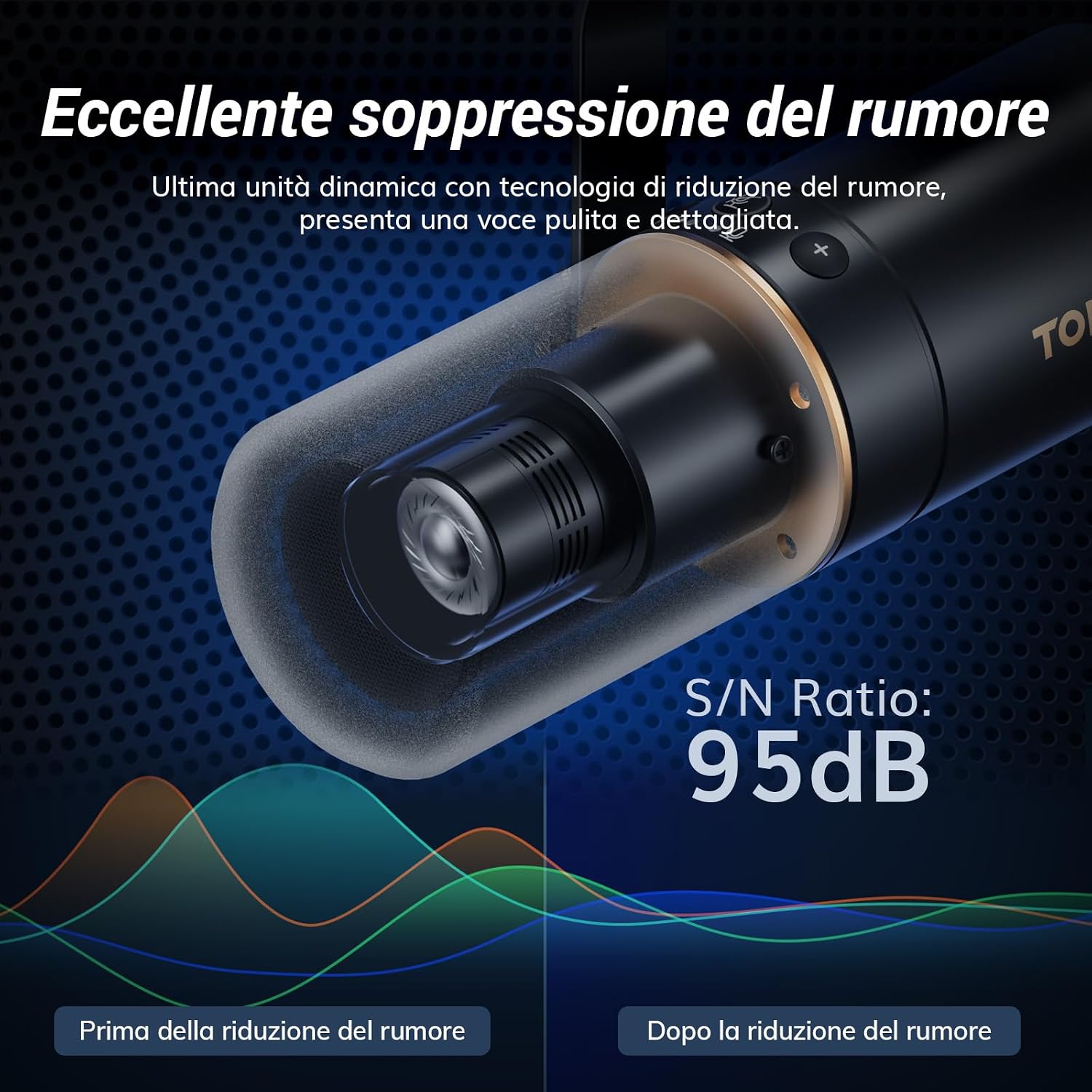 Detalle 1 de TONOR TD510+ Mic Dinamico USB/XLR per Podcast