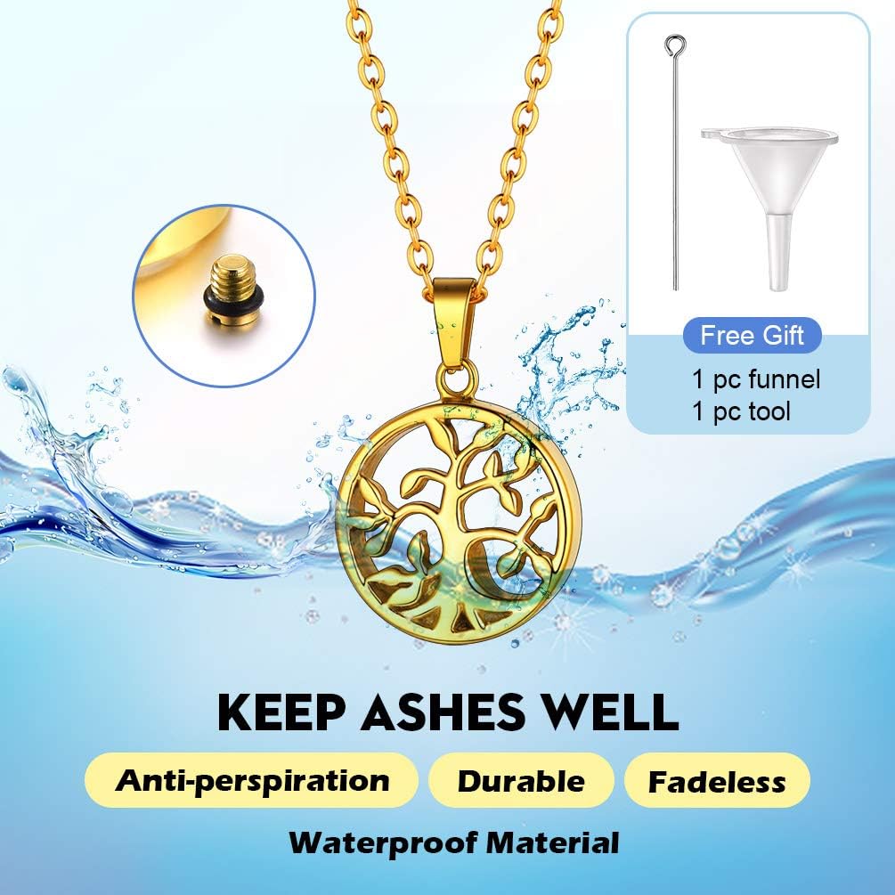Thumbnail 2 de PROSTEEL Collier urne avec pendentif arbre de vie (acier inox 316L, plaqué or 18K) personnalisable