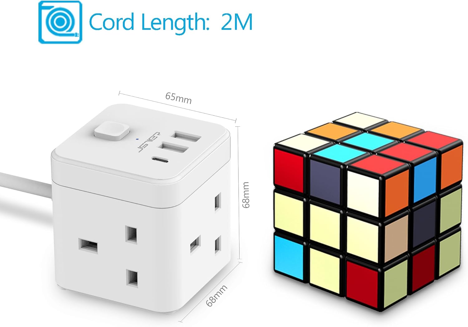 Thumbnail 4 de JSVER Cube Extension Lead 2m with USB ports ๐