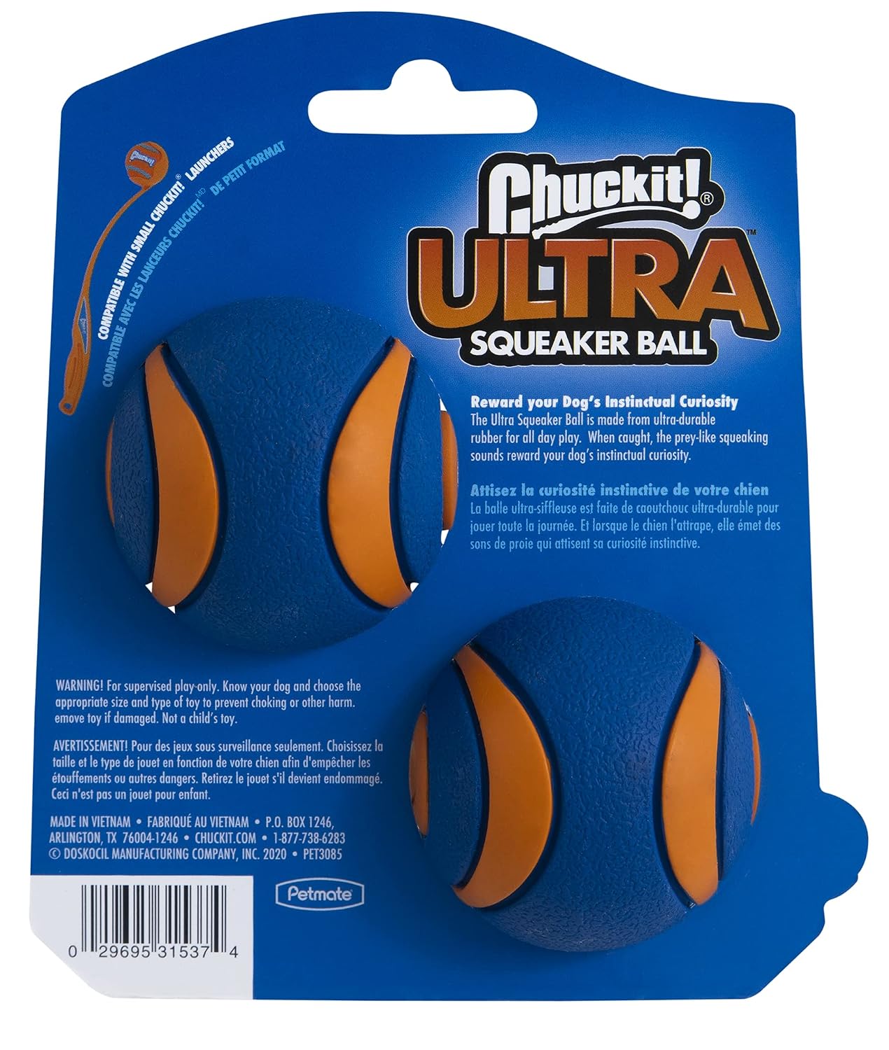 Detalle de Chuckit! Ultra Squeaker Ball (Small, 4.8 cm) – Pack of 2