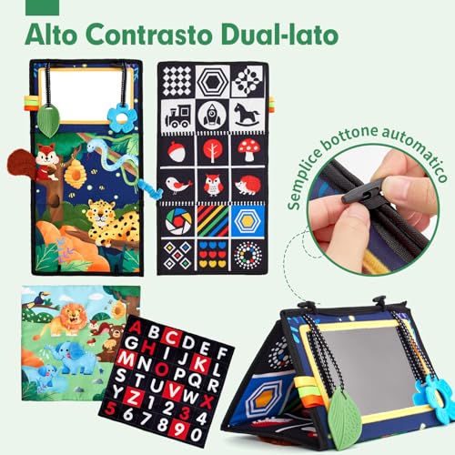 Detalle 2 de hahaland Specchio Neonato Giochi Tummy Time Montessori 0-12 Mesi
