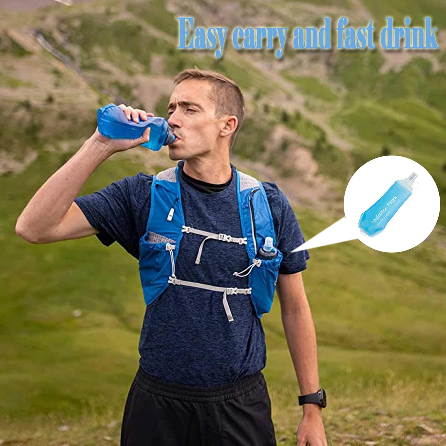 Detalle de AXEN Soft Flask TPU Foldable Running Hydration Flask (500ml/16oz)