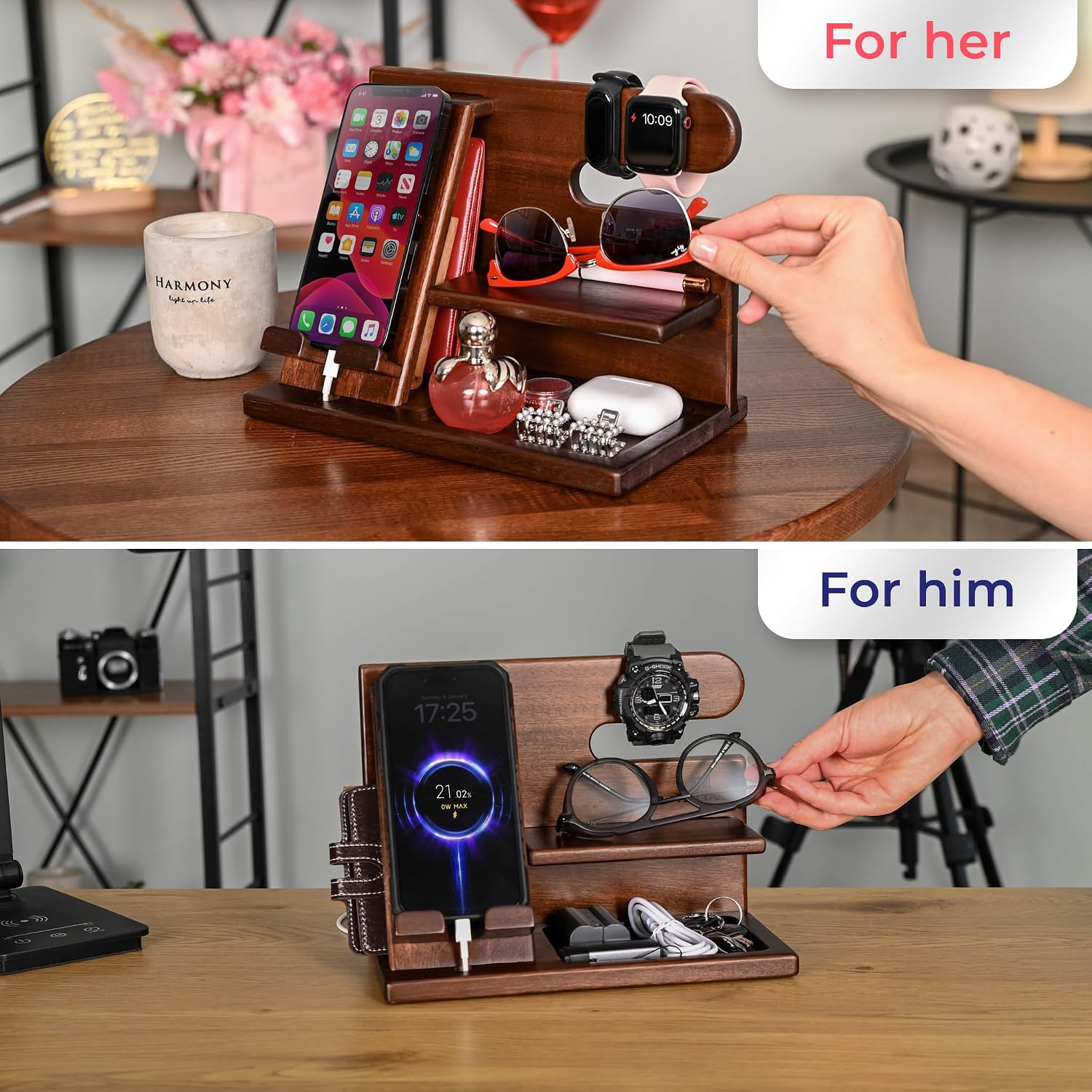 Detalle de Teslyar Dad Gifts wood phone docking station