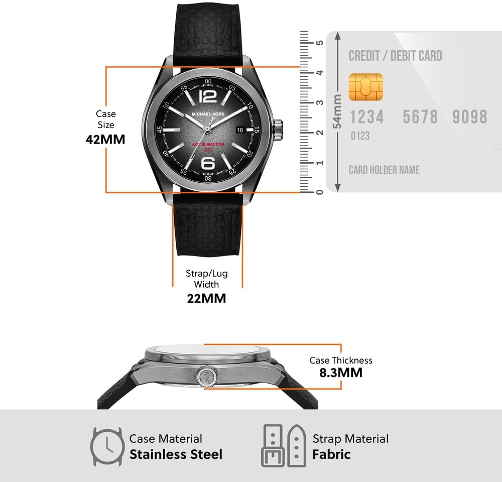 Thumbnail 3 de Michael Kors Orologio Accelerator 2 da uomo – Quarzo a tre lancette con cinturino in tessuto